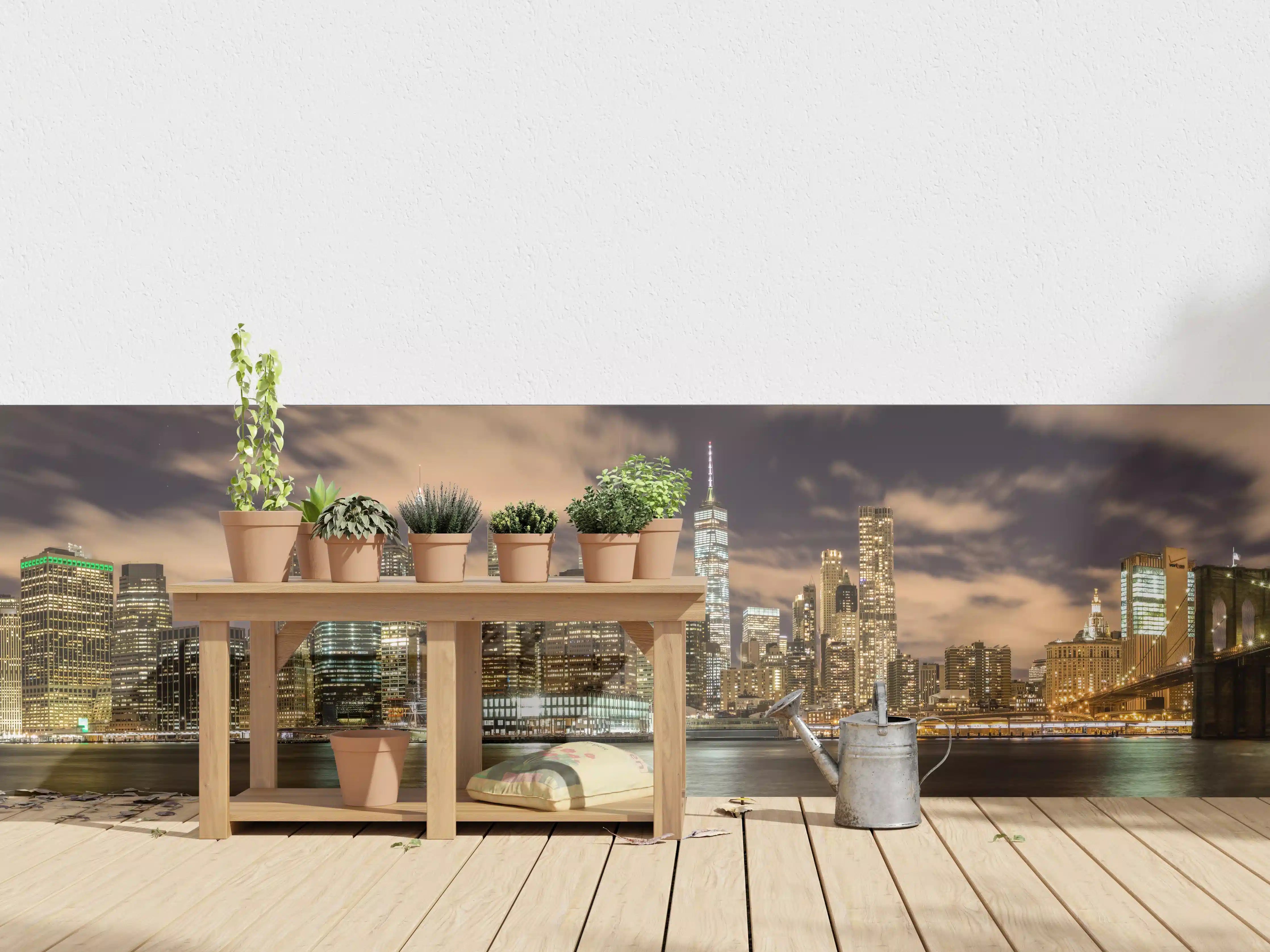 Wandverkleidung außen - Manhattan Skyline im Glanz der Nacht