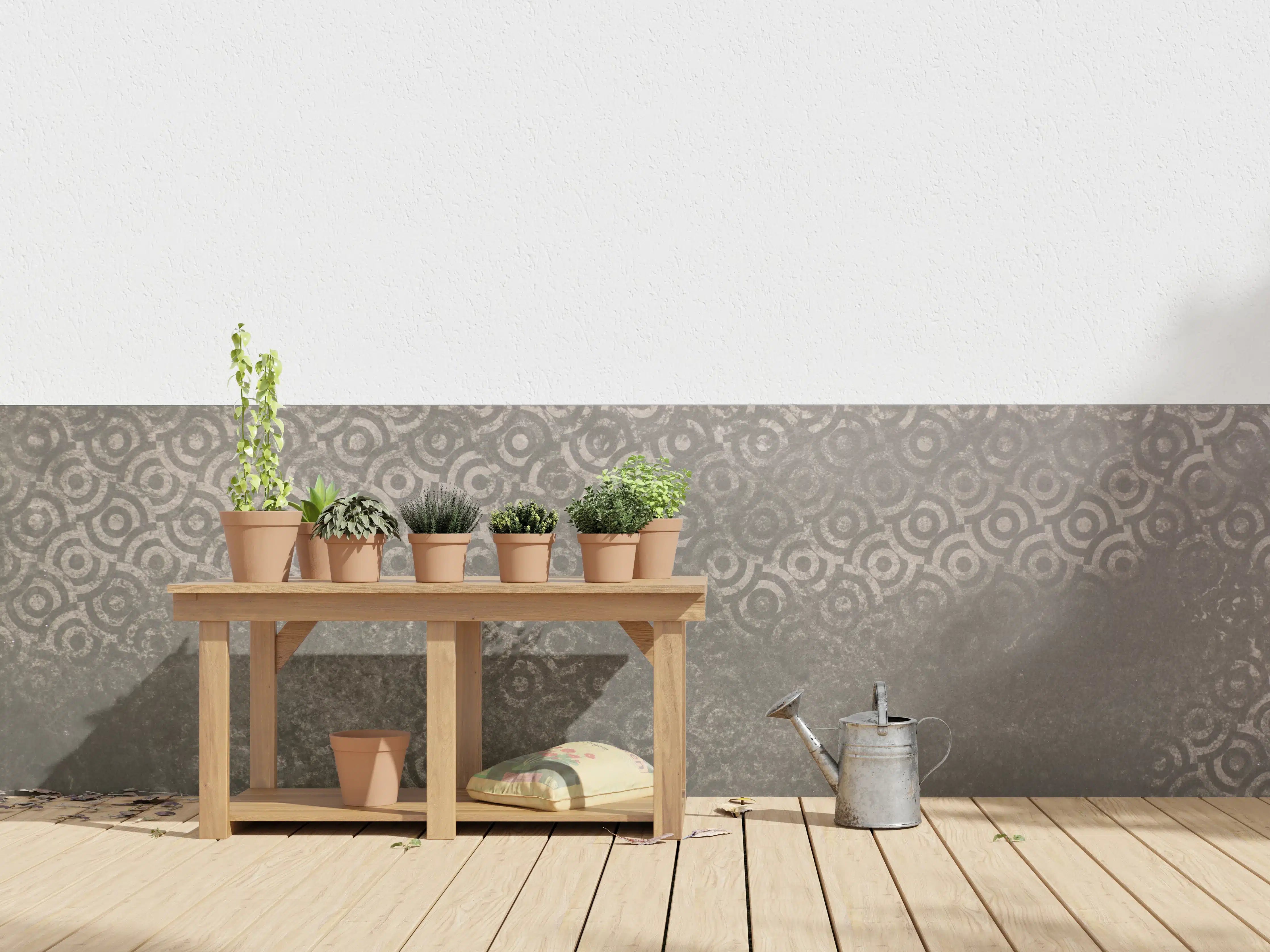 Wandverkleidung außen - Metallic-Textur mit Muster in Grau