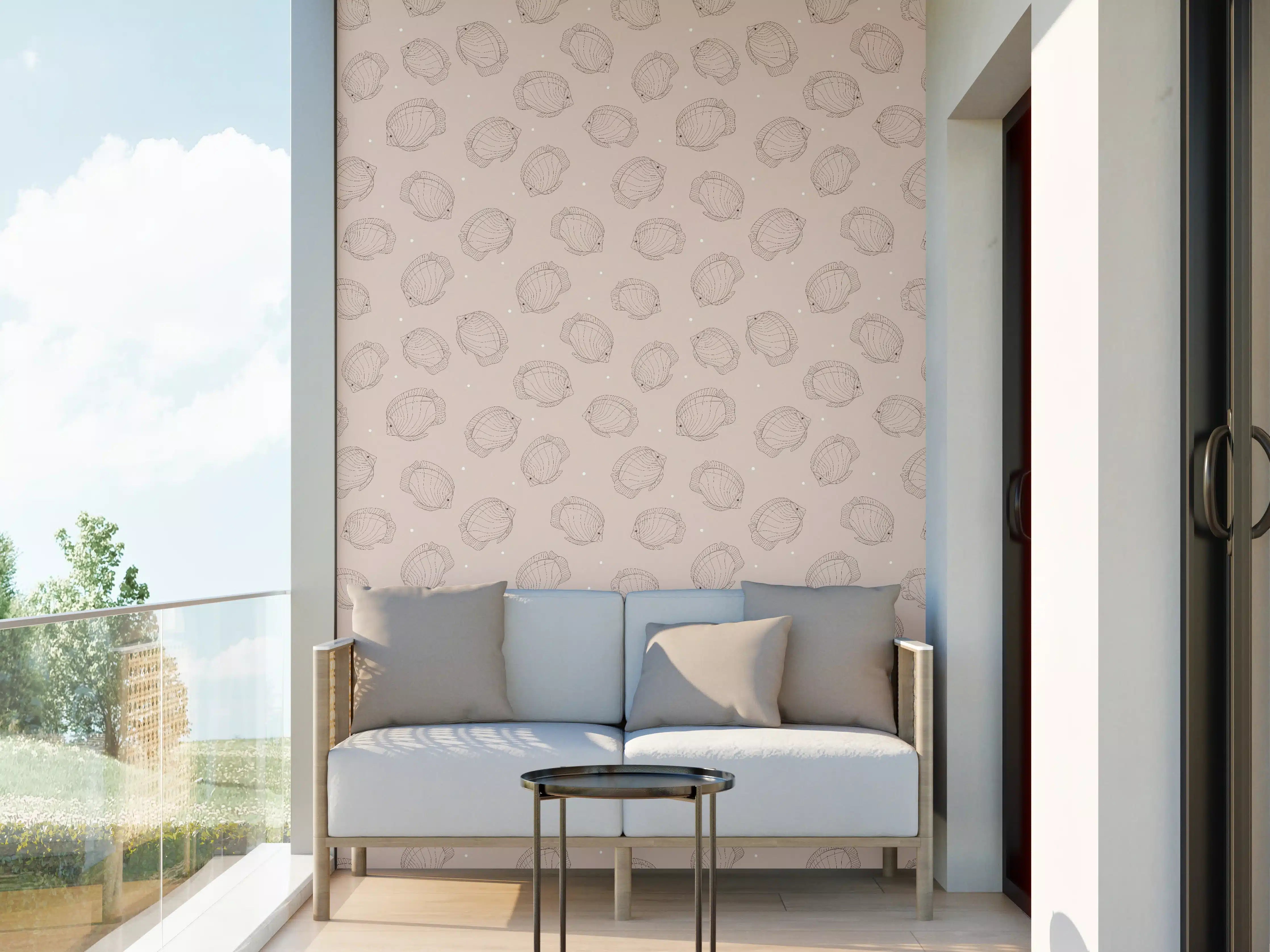 Wandverkleidung außen - Minimalistische Fische Beige-Rosa