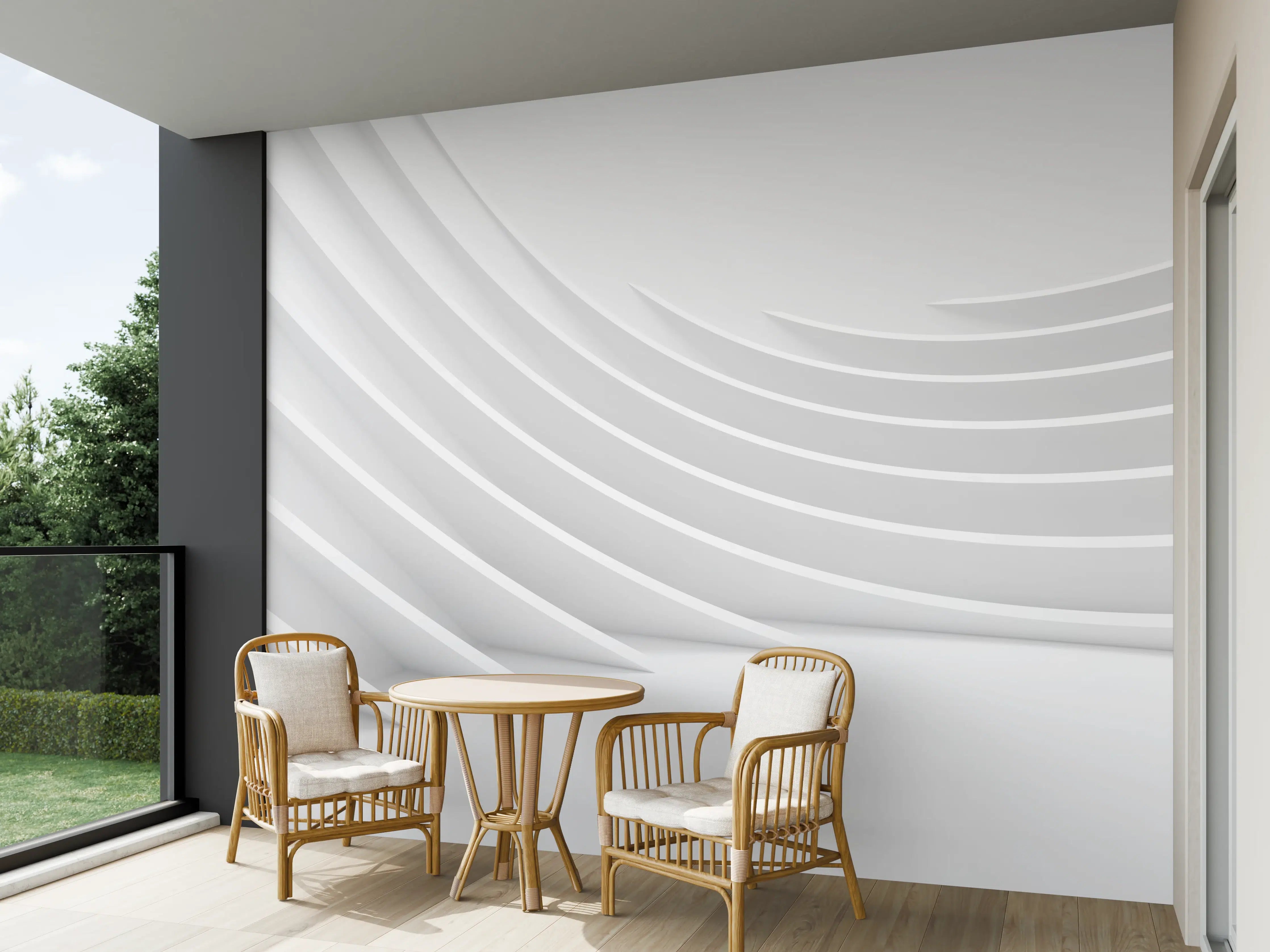 Wandverkleidung außen - Minimalistische Weiß-Grau Welle