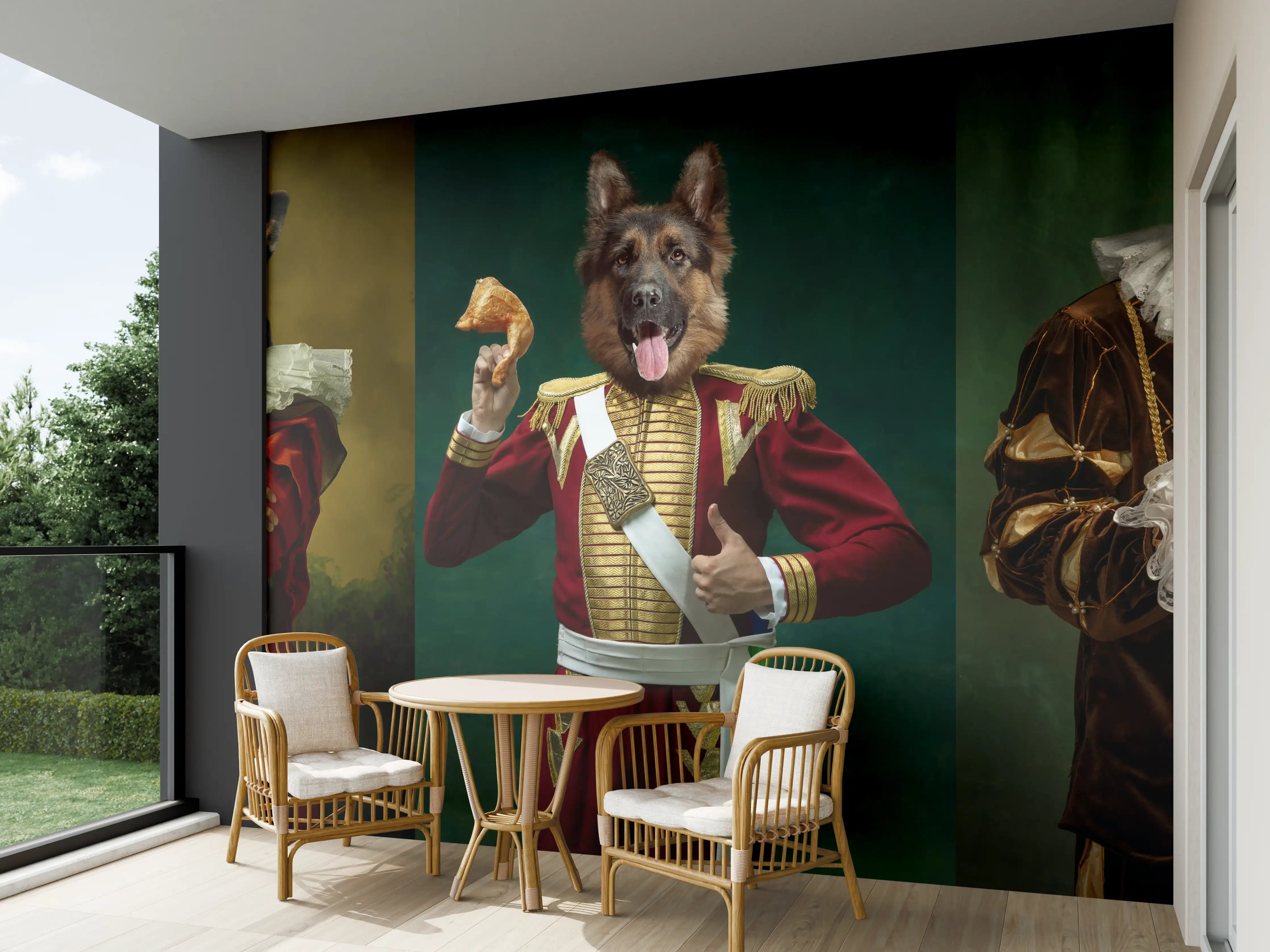 Wandverkleidung außen - Mittelalterliche Hundekopf Porträts
