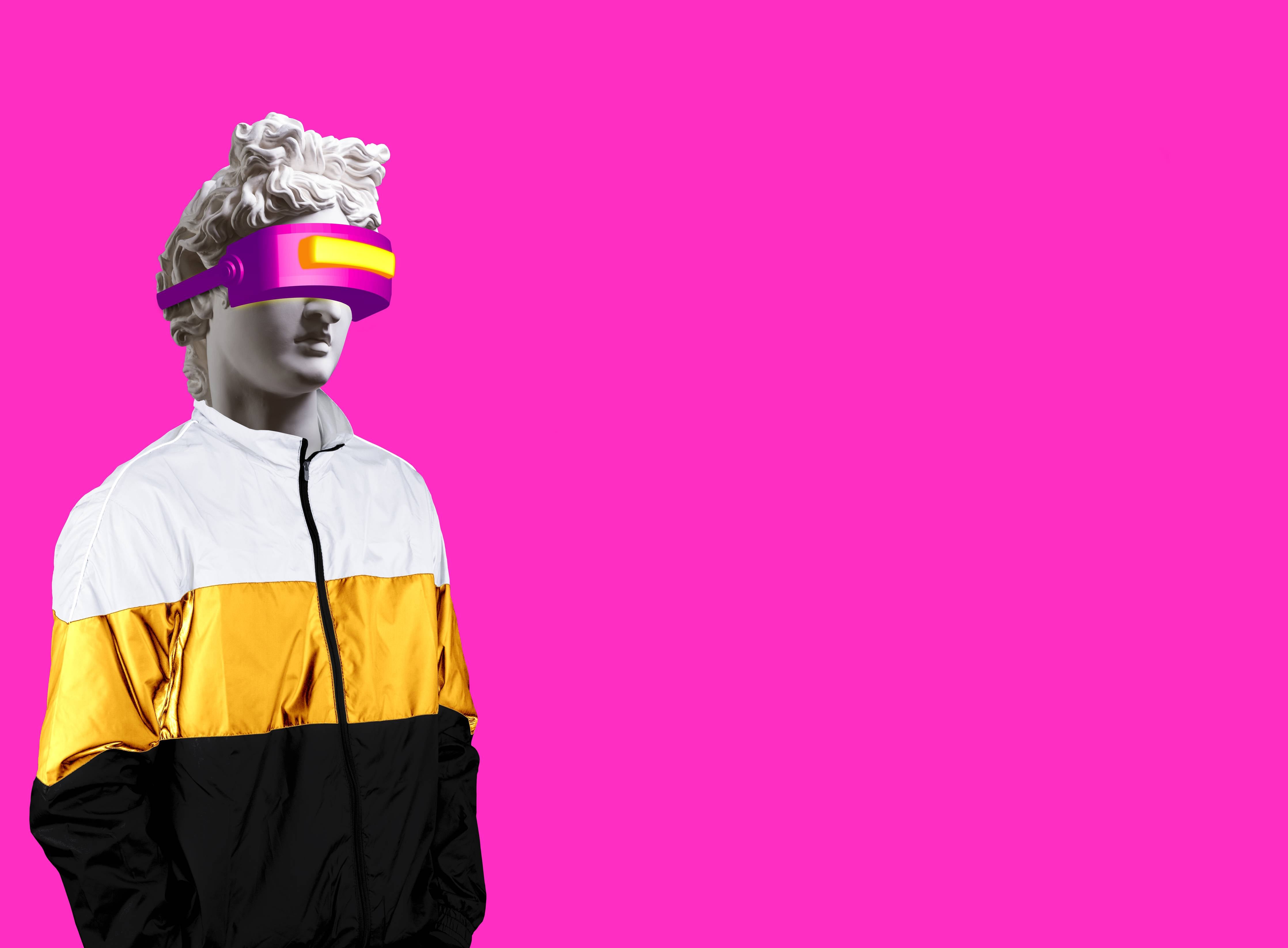 Wandverkleidung außen-Moderne Darstellung - VR Brille auf lila Hintergrund
