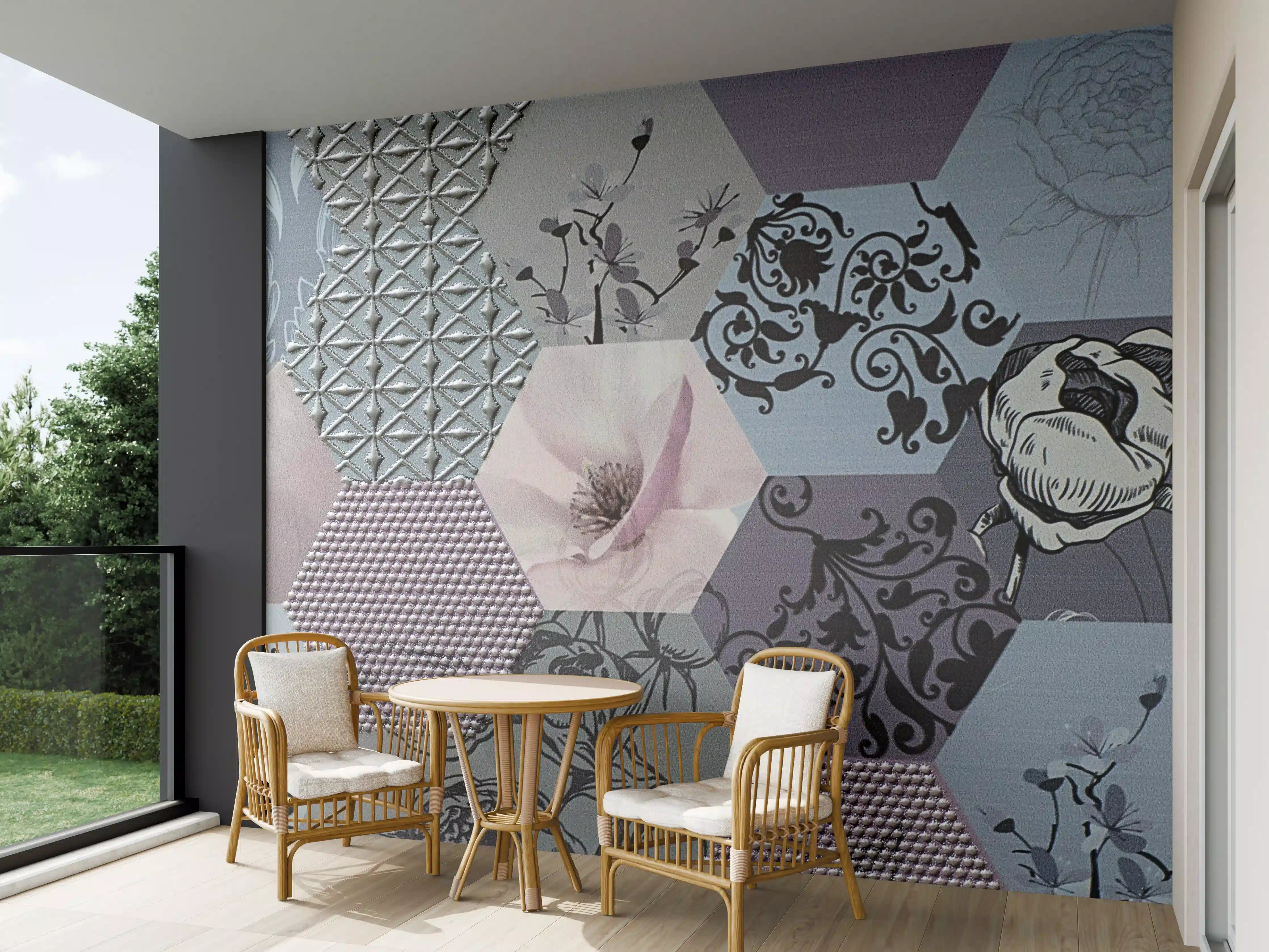 Wandverkleidung außen - Moderne Fliesendesign mit Hexagon-Muster