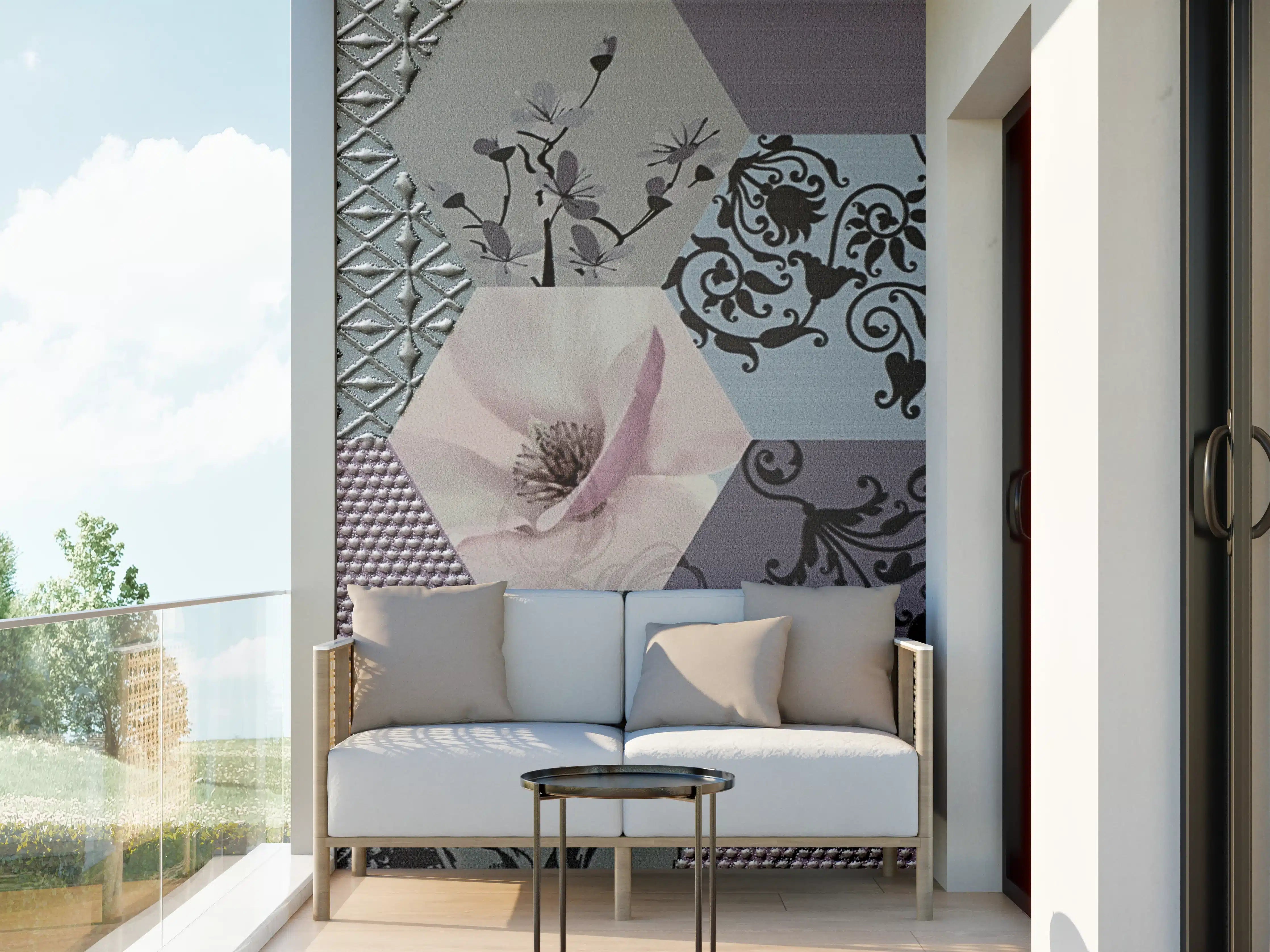 Wandverkleidung außen - Moderne Fliesendesign mit Hexagon-Muster