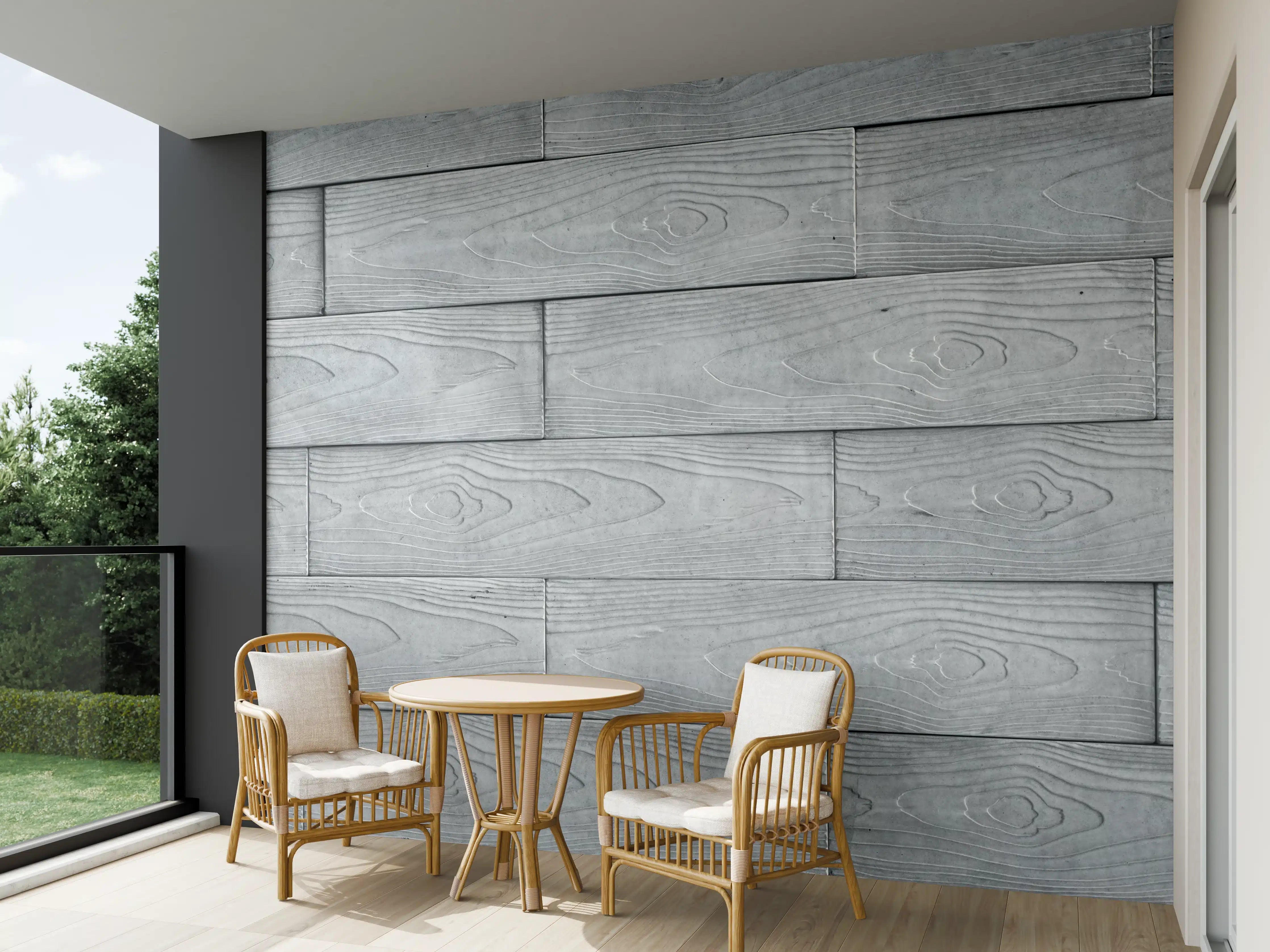 Wandverkleidung außen - Moderne Grau-Weiße Holztextur