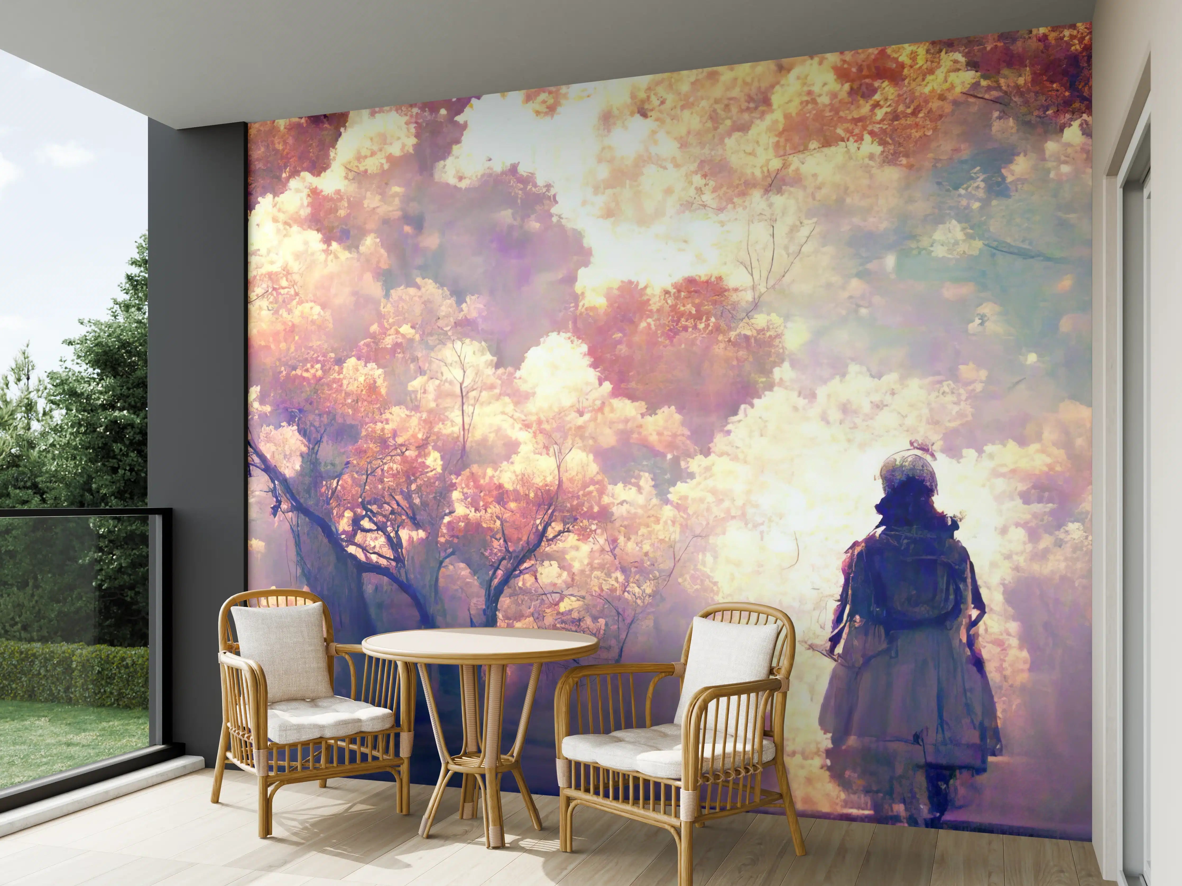Wandverkleidung außen - Moderne Kunst - Person in den Wäldern