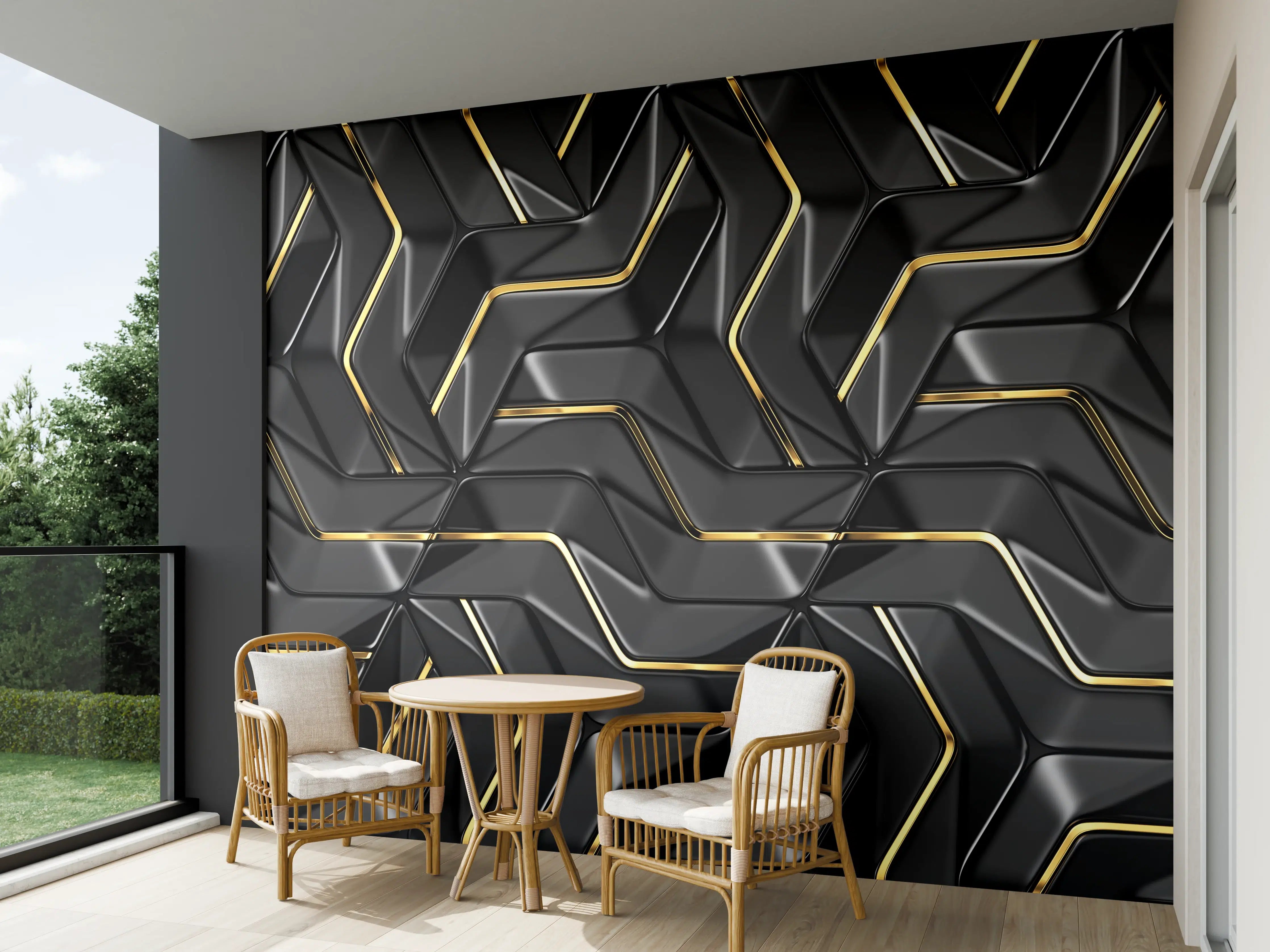 Wandverkleidung außen - Moderne Wandtextur - schwarz-gold