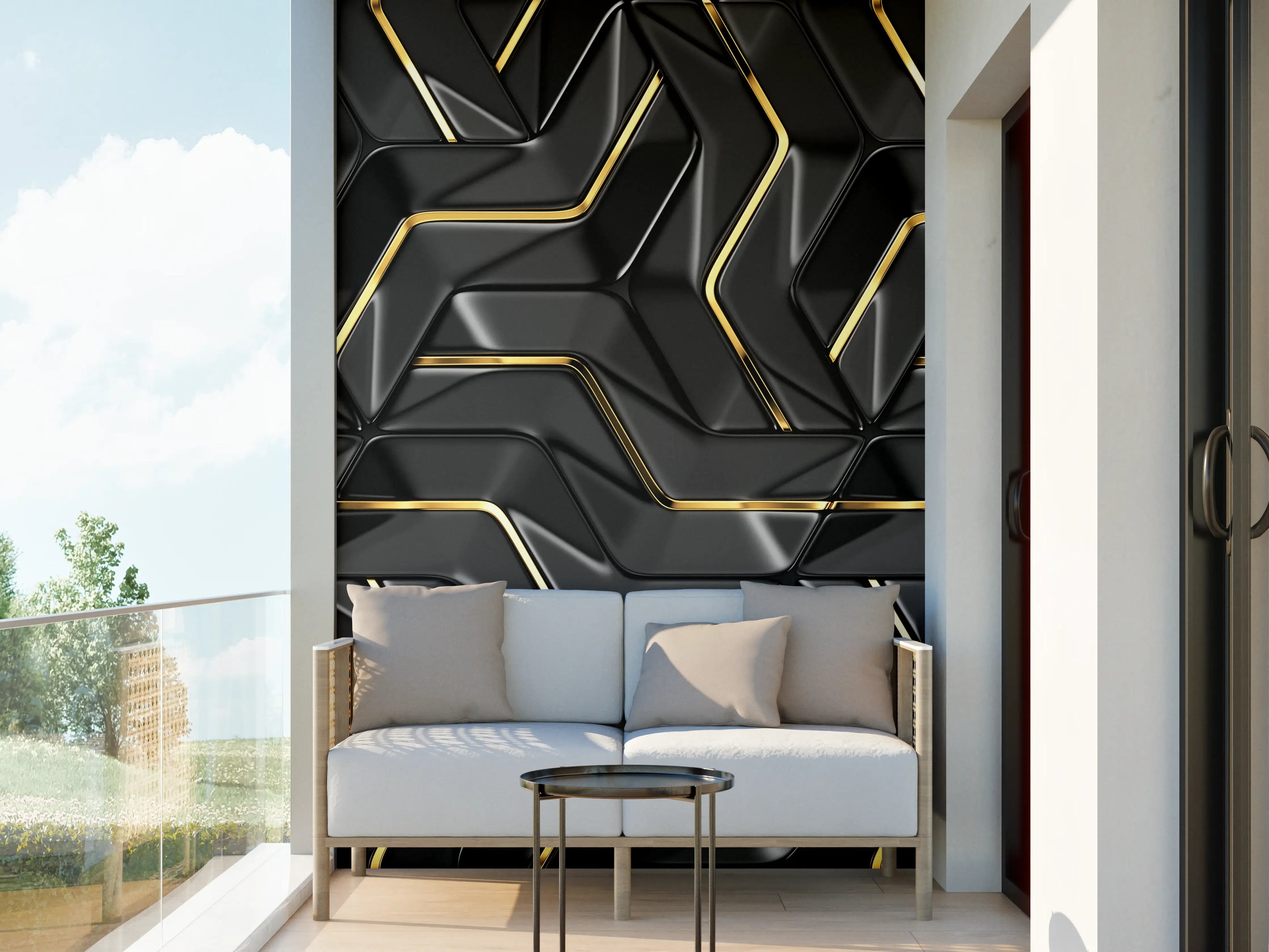 Wandverkleidung außen - Moderne Wandtextur - schwarz-gold