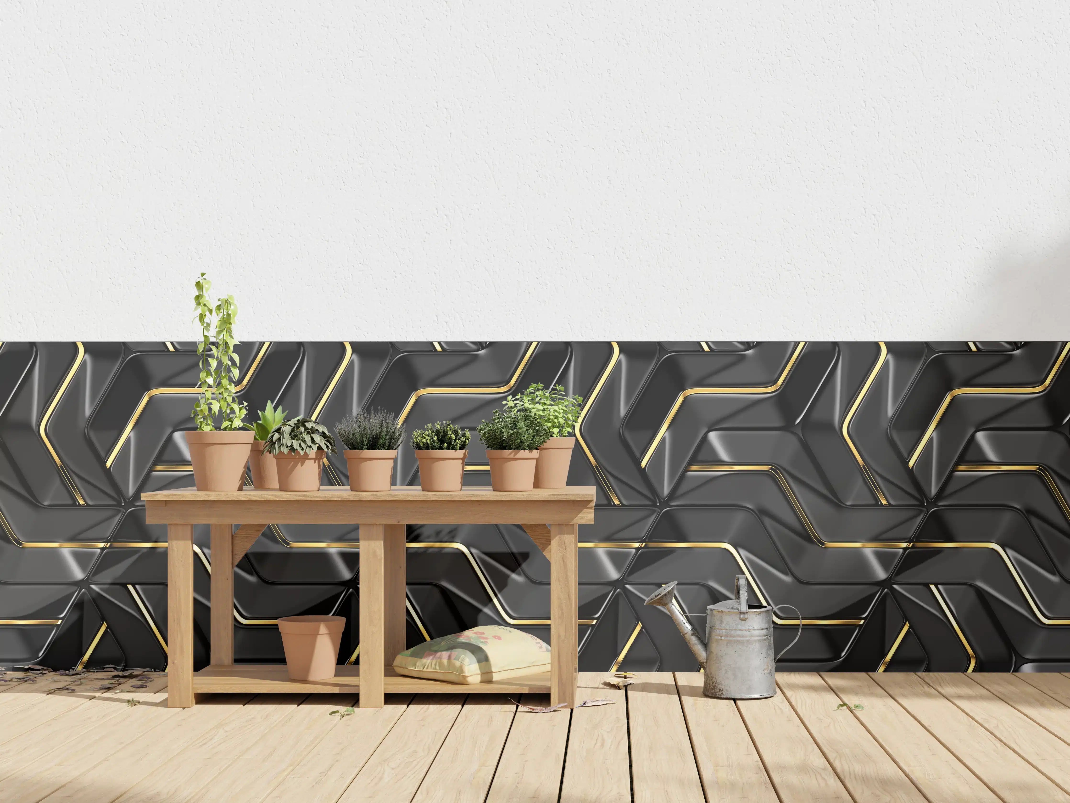 Wandverkleidung außen - Moderne Wandtextur - schwarz-gold