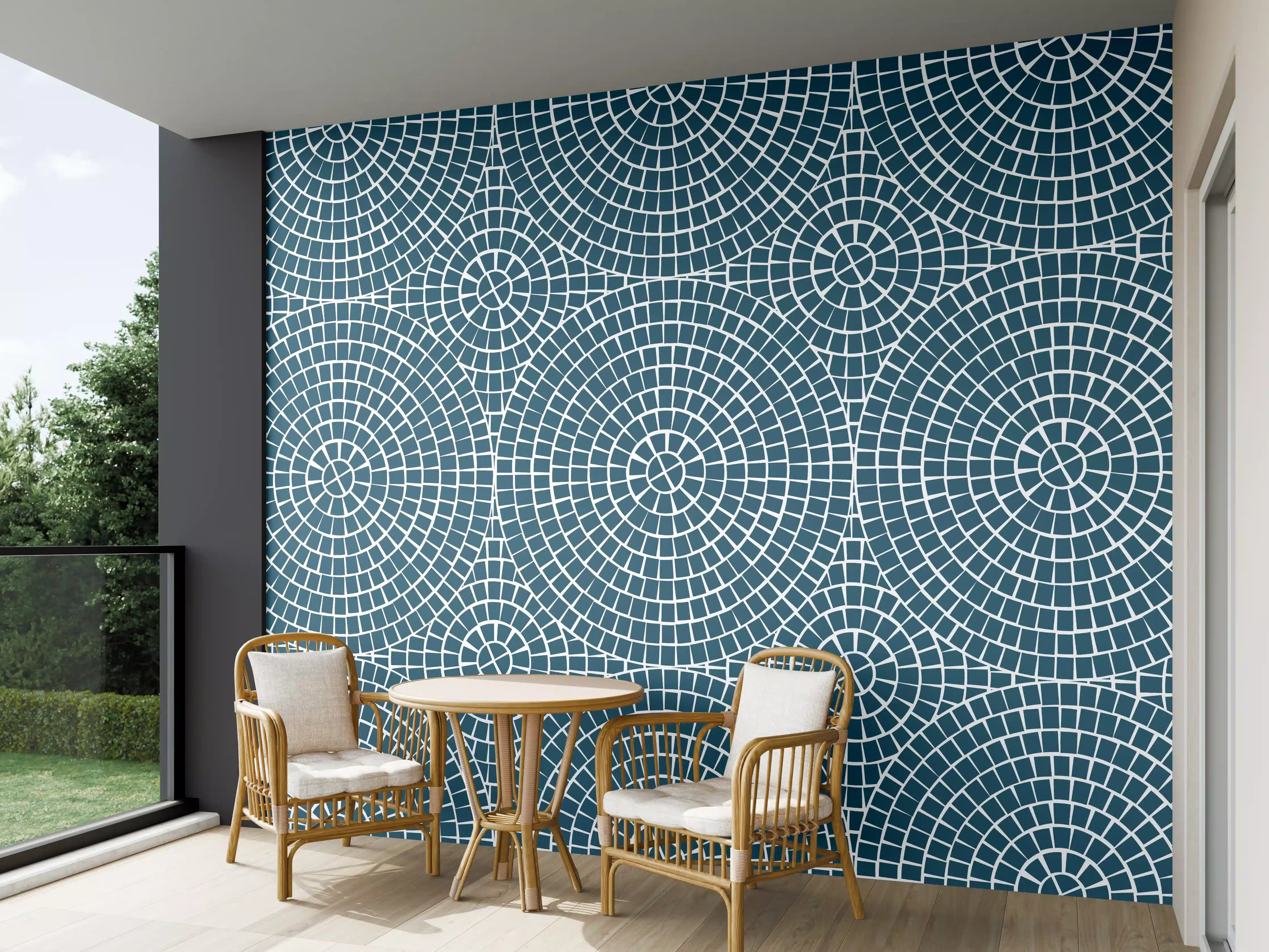 Wandverkleidung außen - Moderne blaue geometrische Musterwandverkleidung