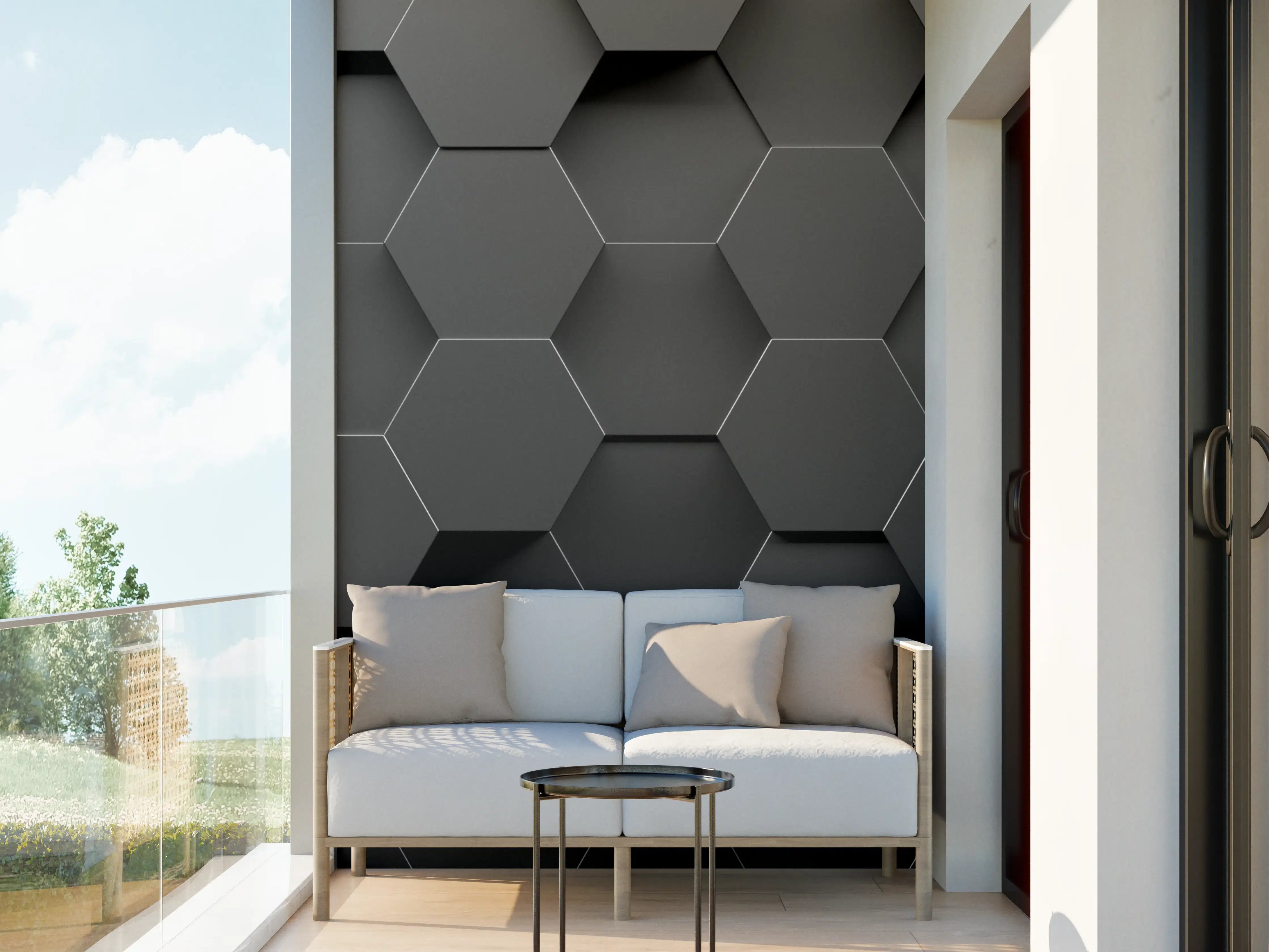 Wandverkleidung außen - Moderne dunkle Hexagon-Wandverkleidung