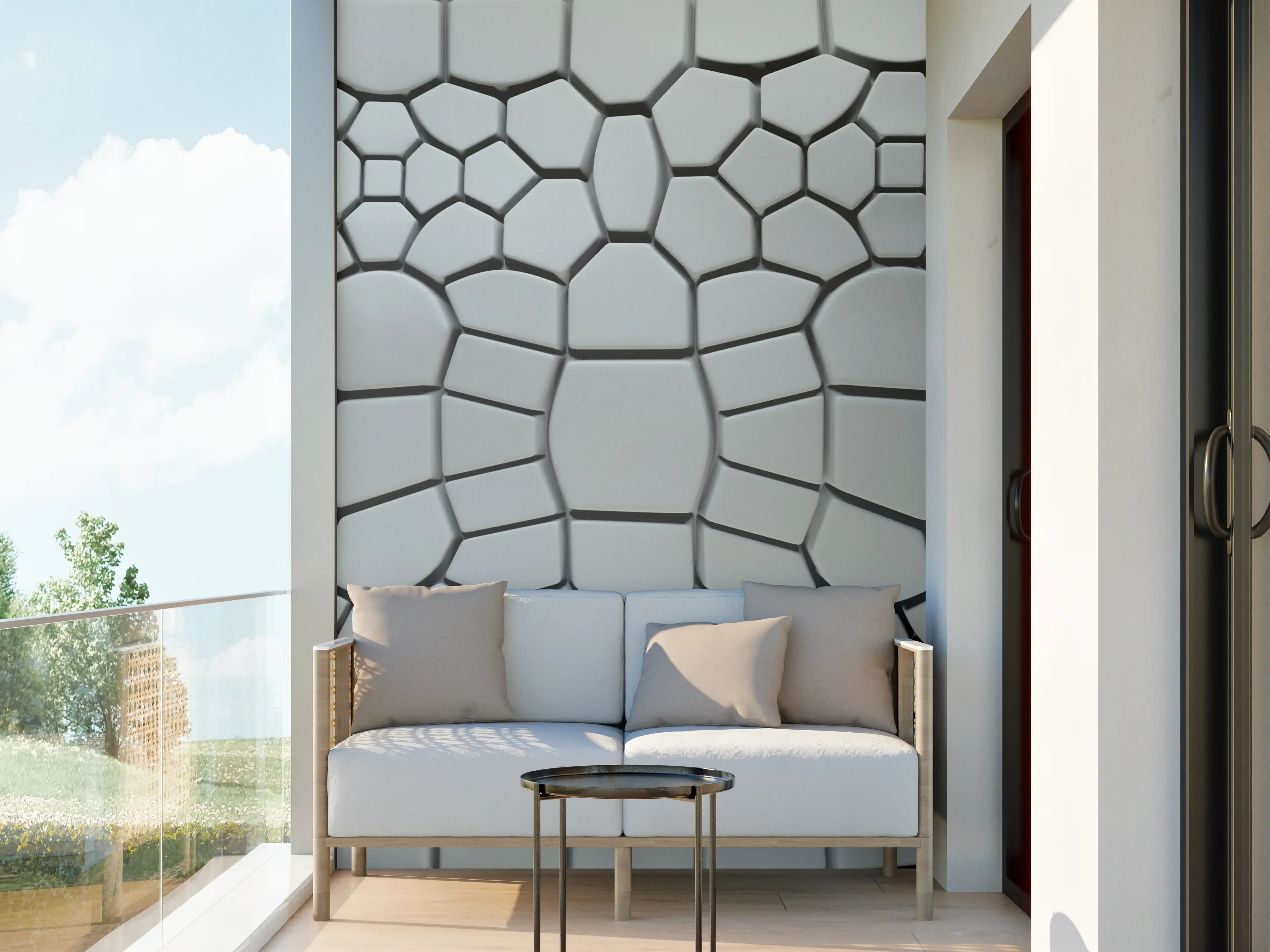 Wandverkleidung außen - Moderne geometrische Wandverkleidung in Grau