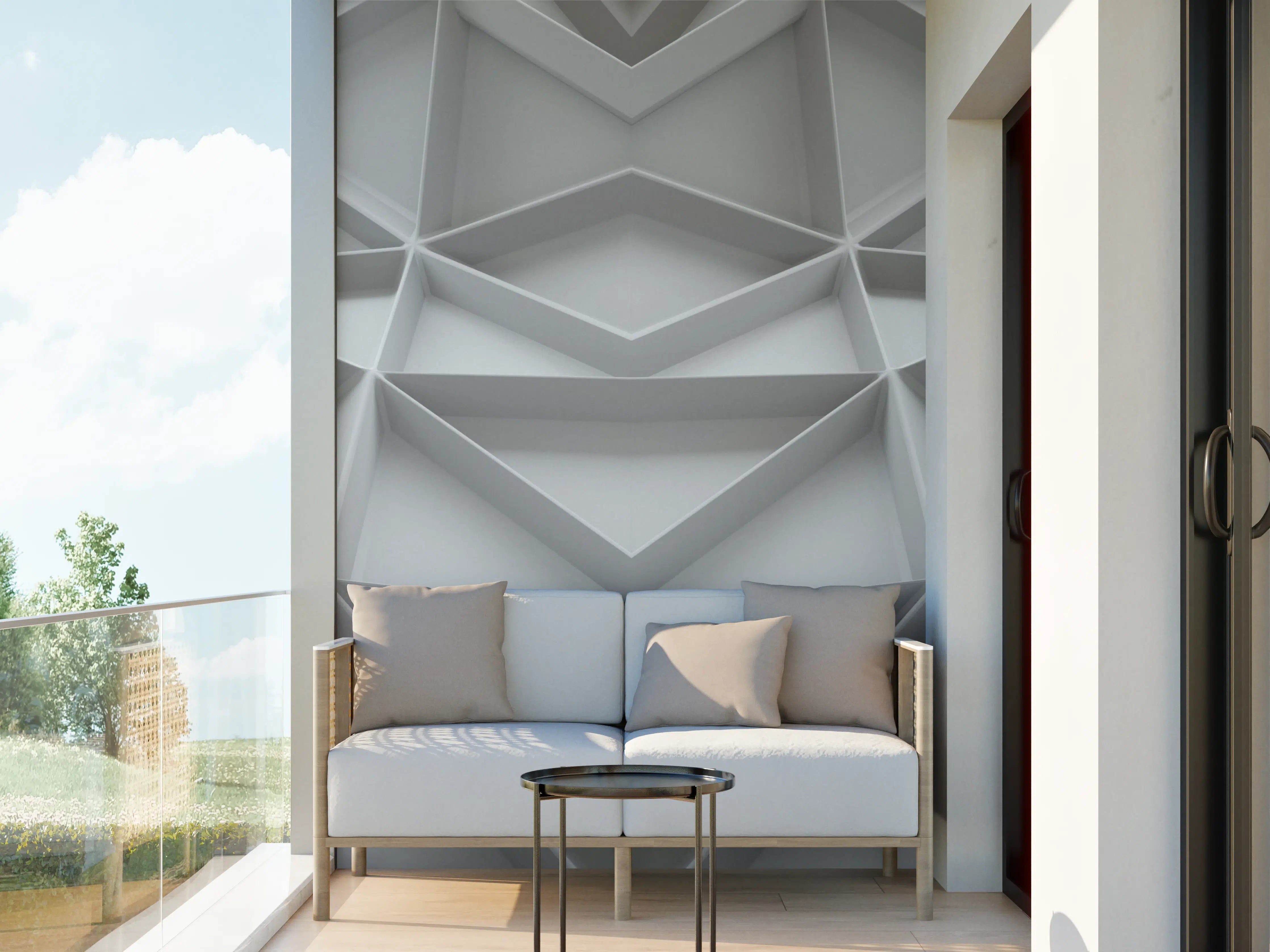 Wandverkleidung außen - Moderne graue Wandpaneele mit geometrischem Muster
