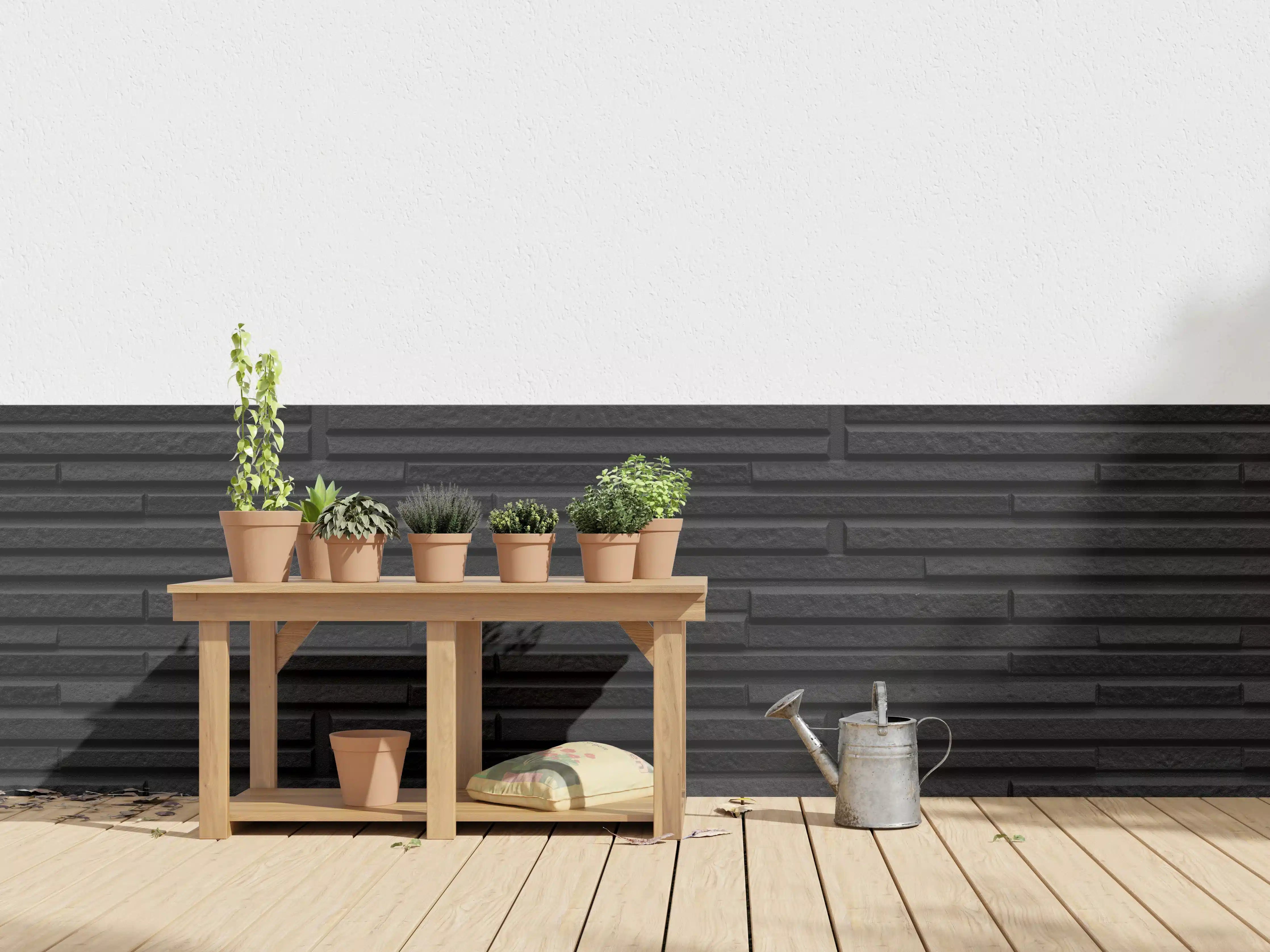 Wandverkleidung außen - Moderne schwarze Steindwand
