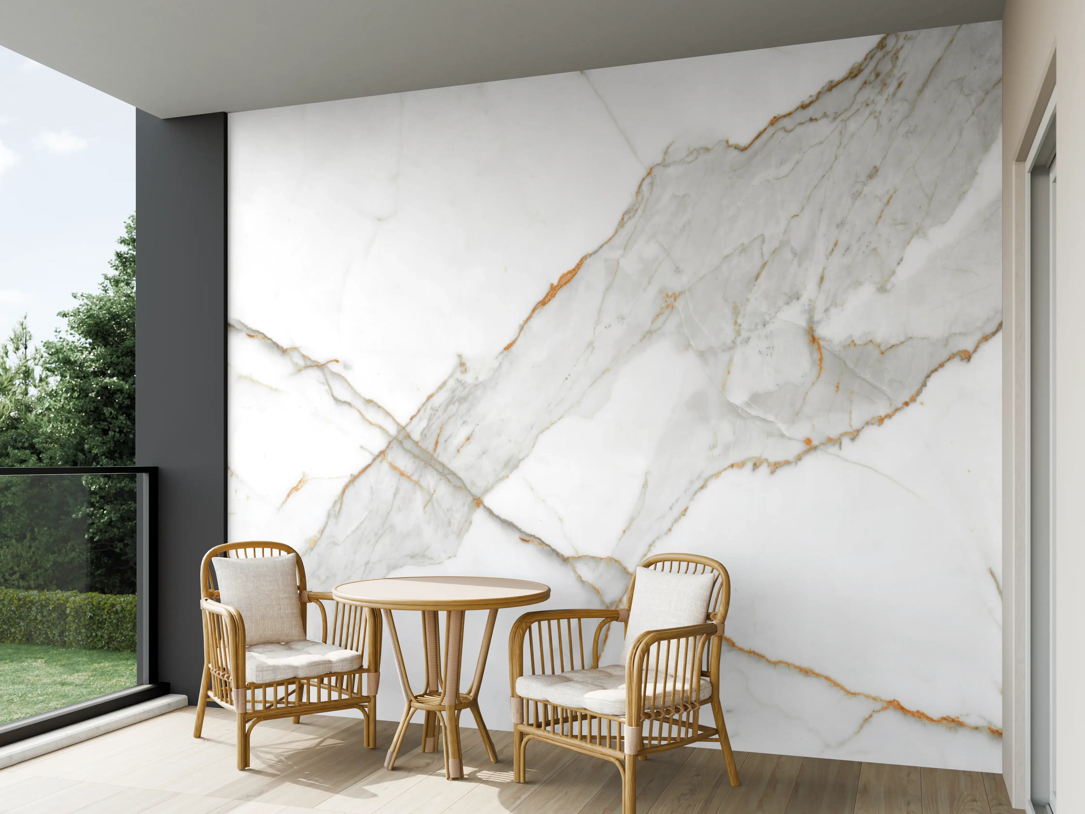 Wandverkleidung außen - Moderner Weiß-Grauer Marmor