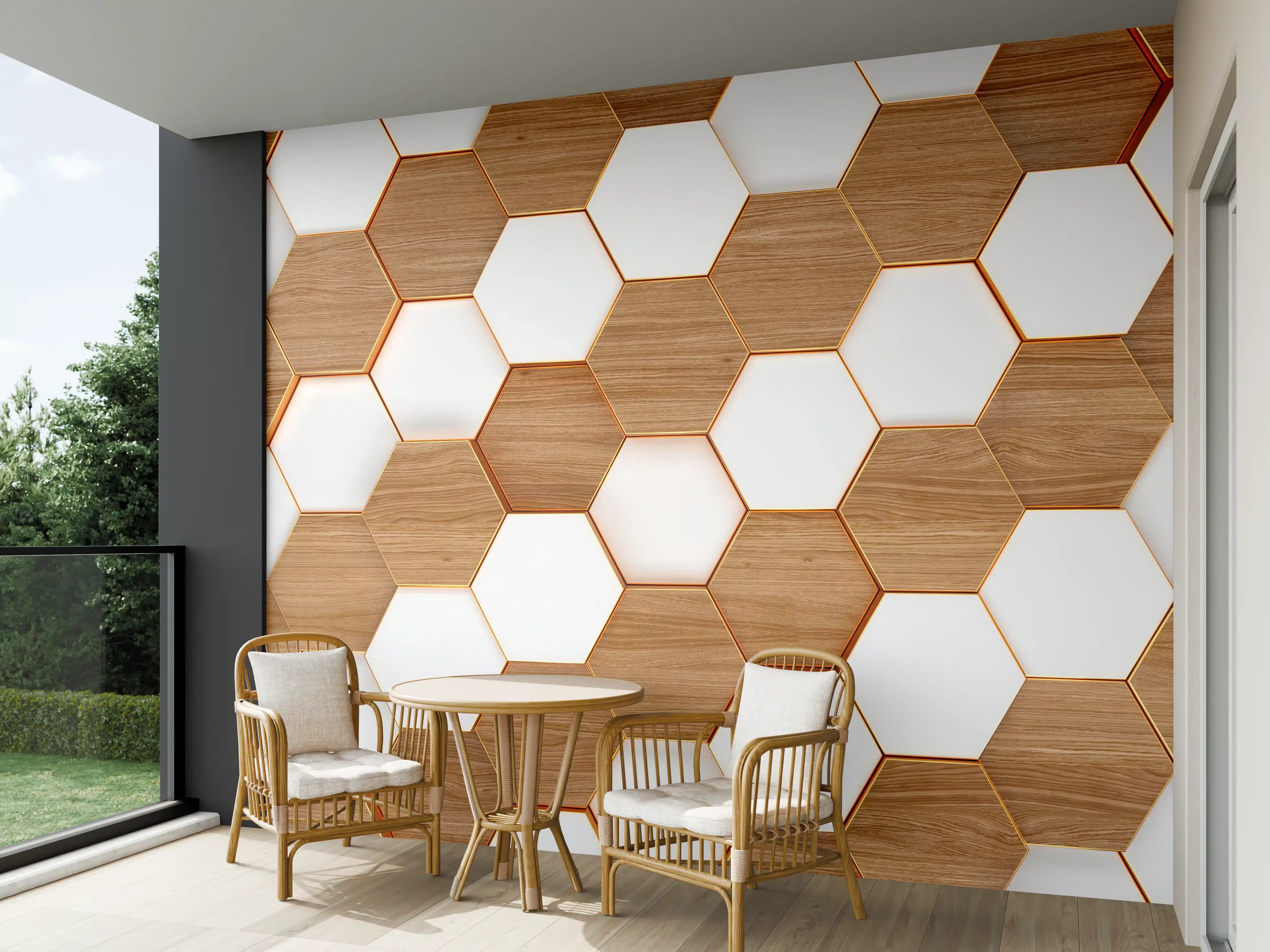 Wandverkleidung außen - Modernes Hexagon Muster Weiß