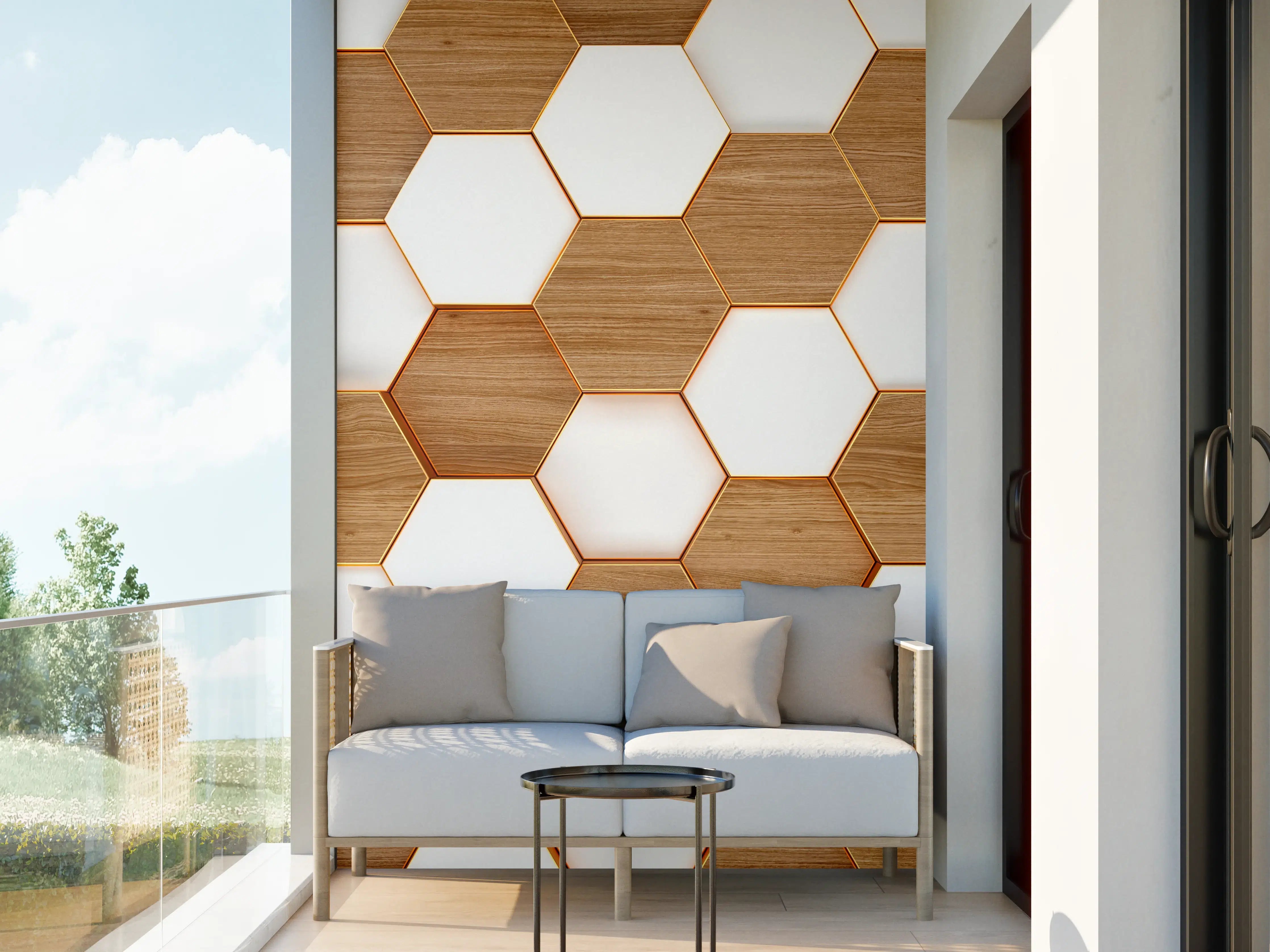 Wandverkleidung außen - Modernes Hexagon Muster Weiß