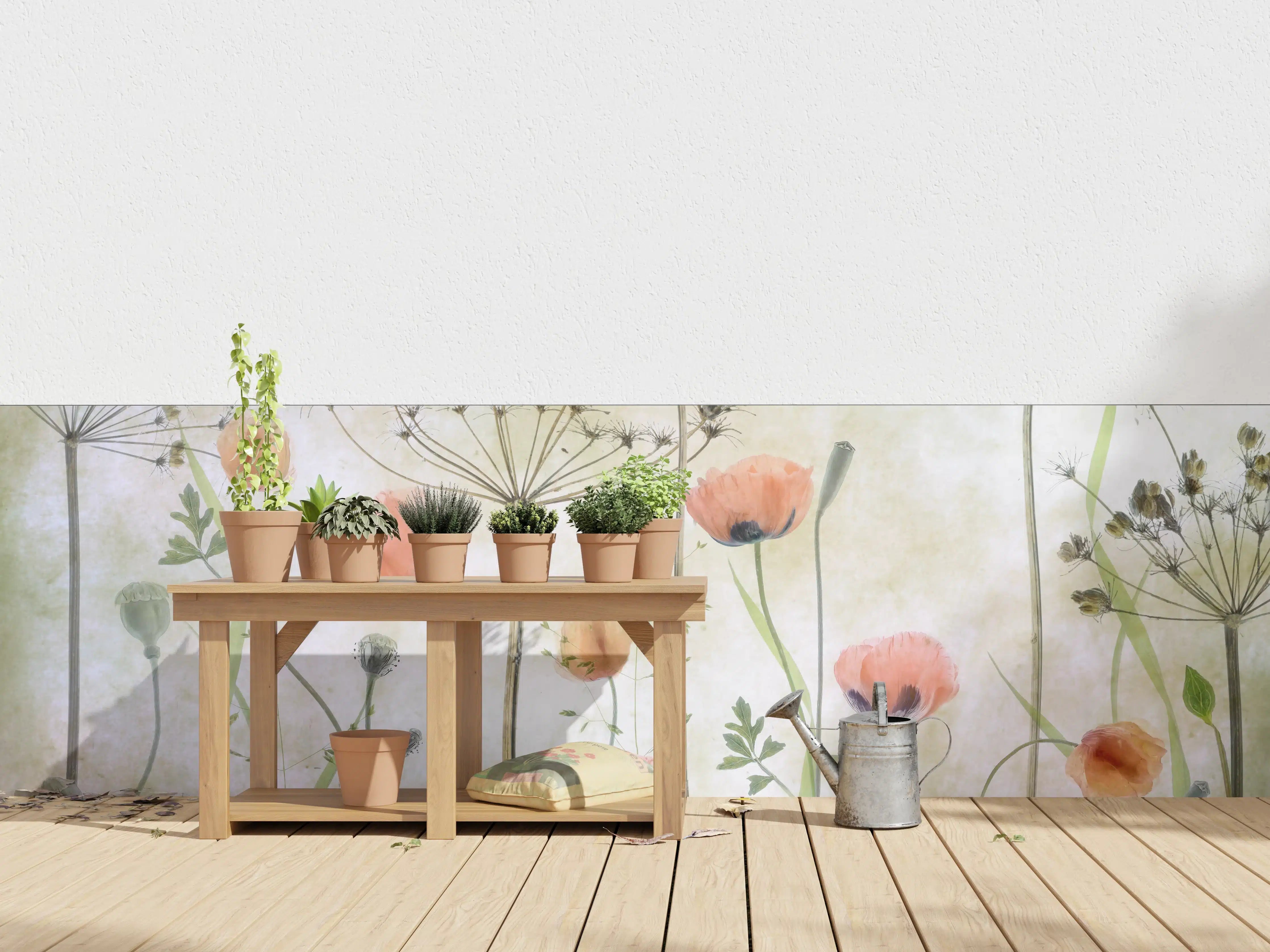 Wandverkleidung außen - Mohnblumen - Florale Zeichnung