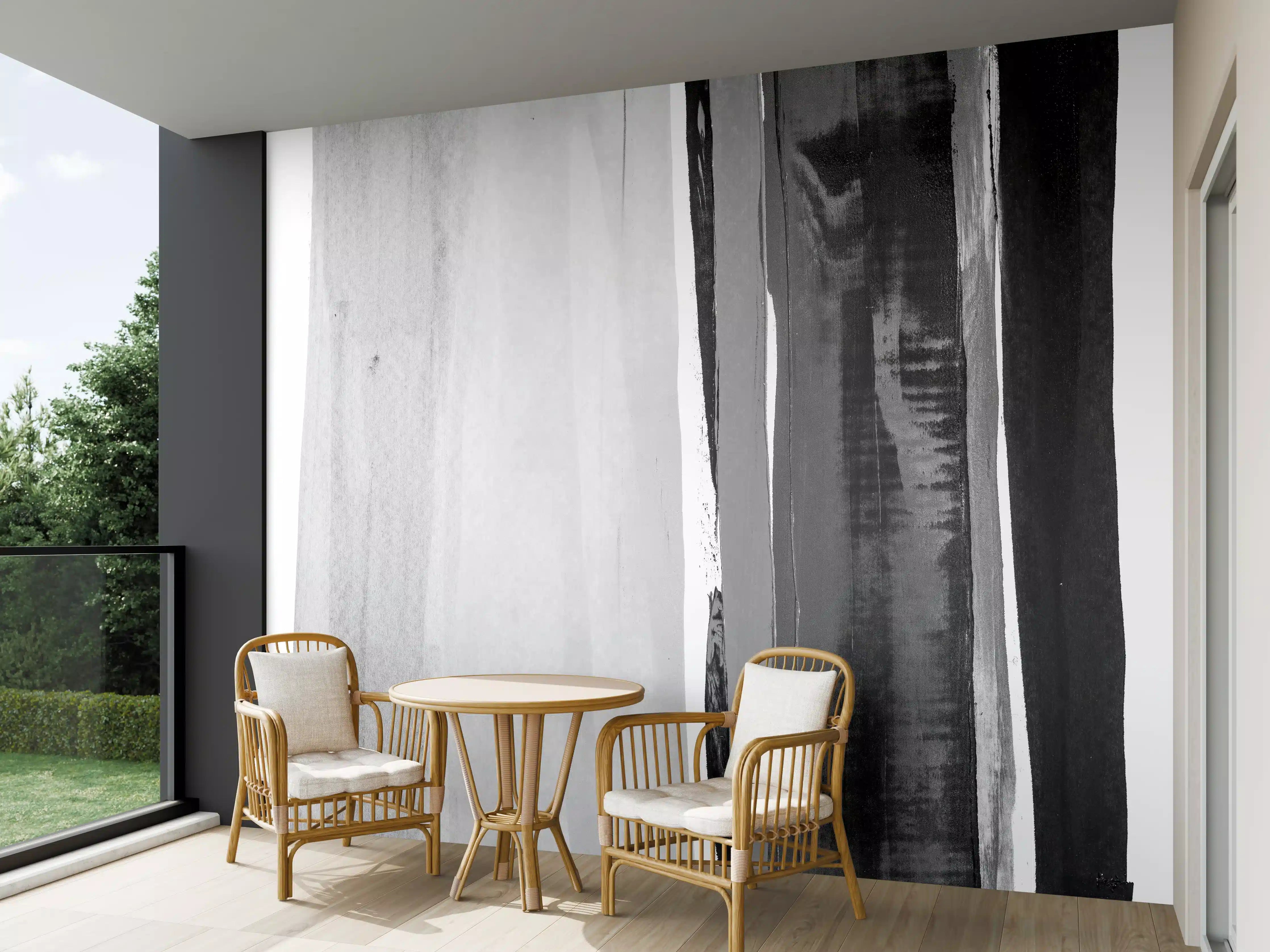Wandverkleidung außen - Monochrome Aquarell-Striche