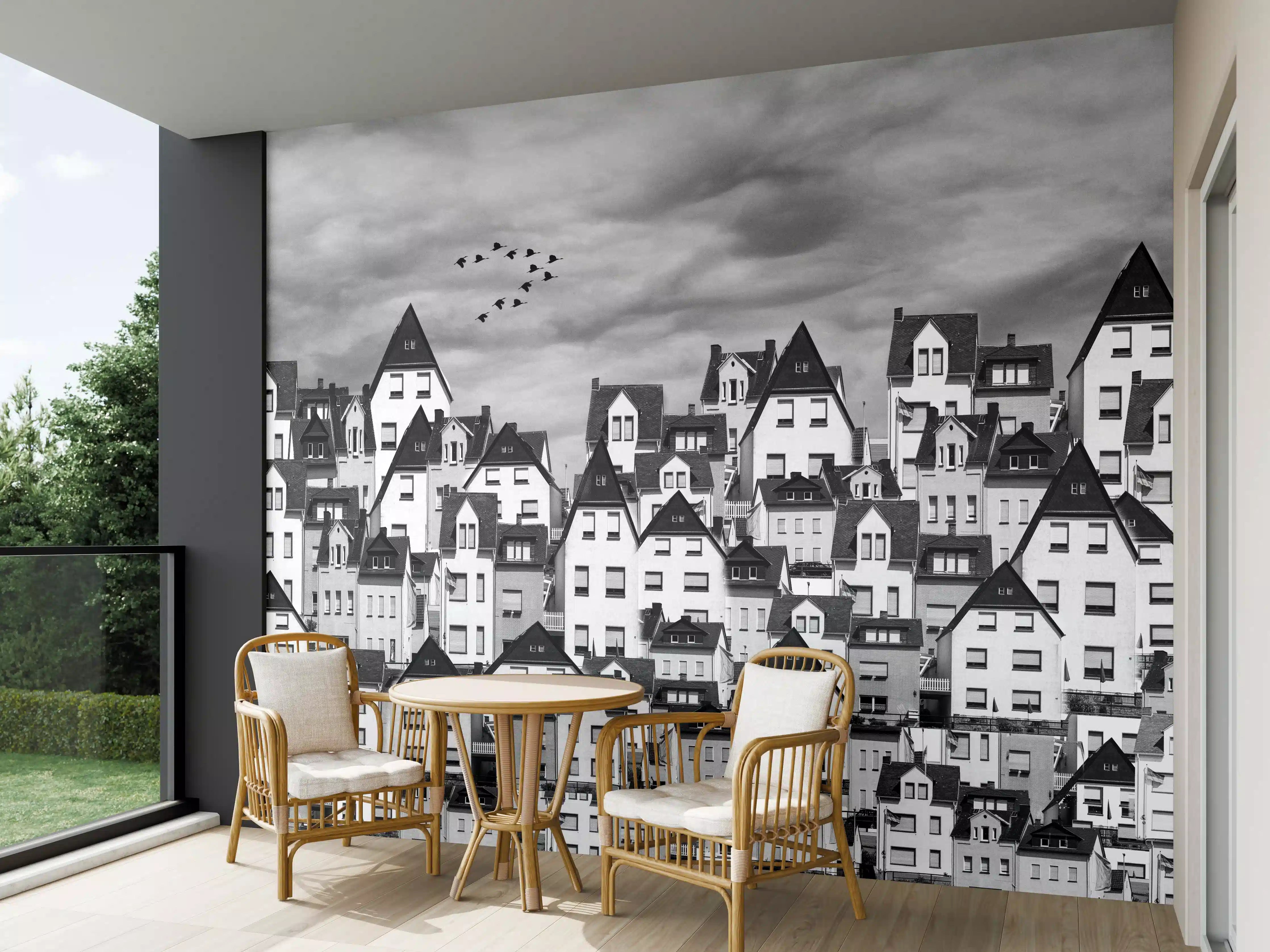 Wandverkleidung außen - Monochrome Stadtansicht