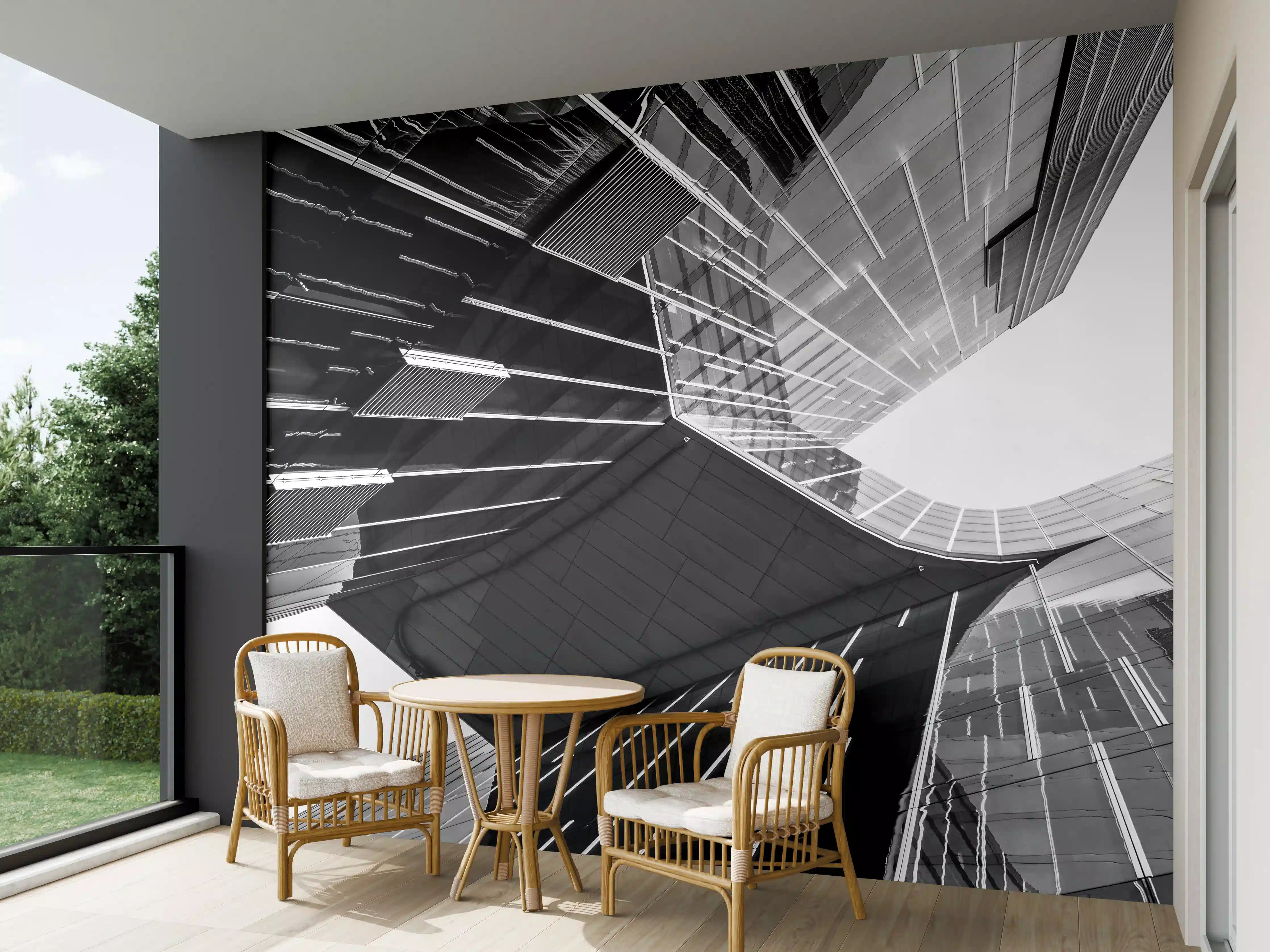 Wandverkleidung außen - Monochromes Stadtgeometrie