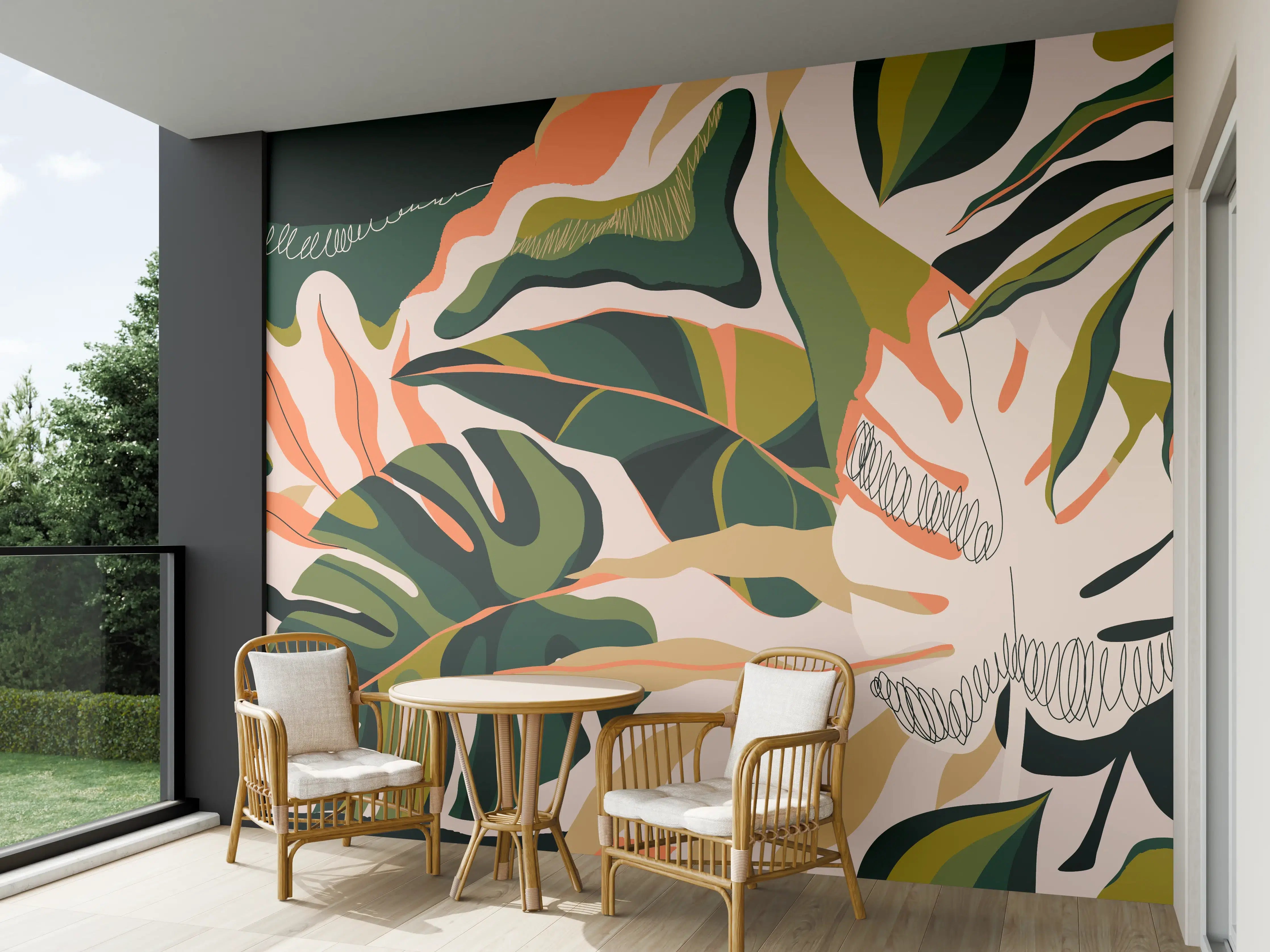 Wandverkleidung außen - Monstera Tropic Blattmuster