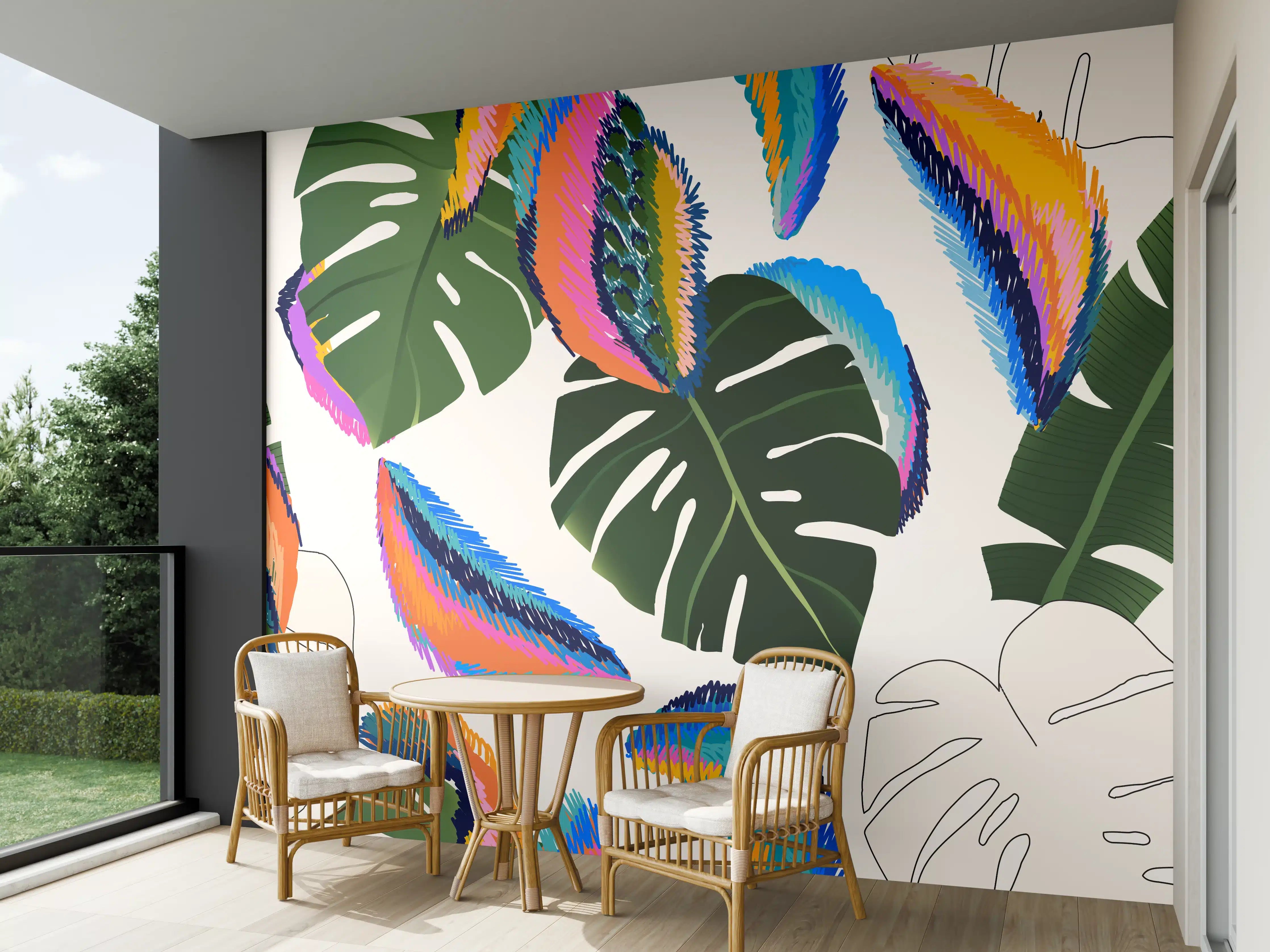 Wandverkleidung außen - Monstera Tropic Bunte Blätter