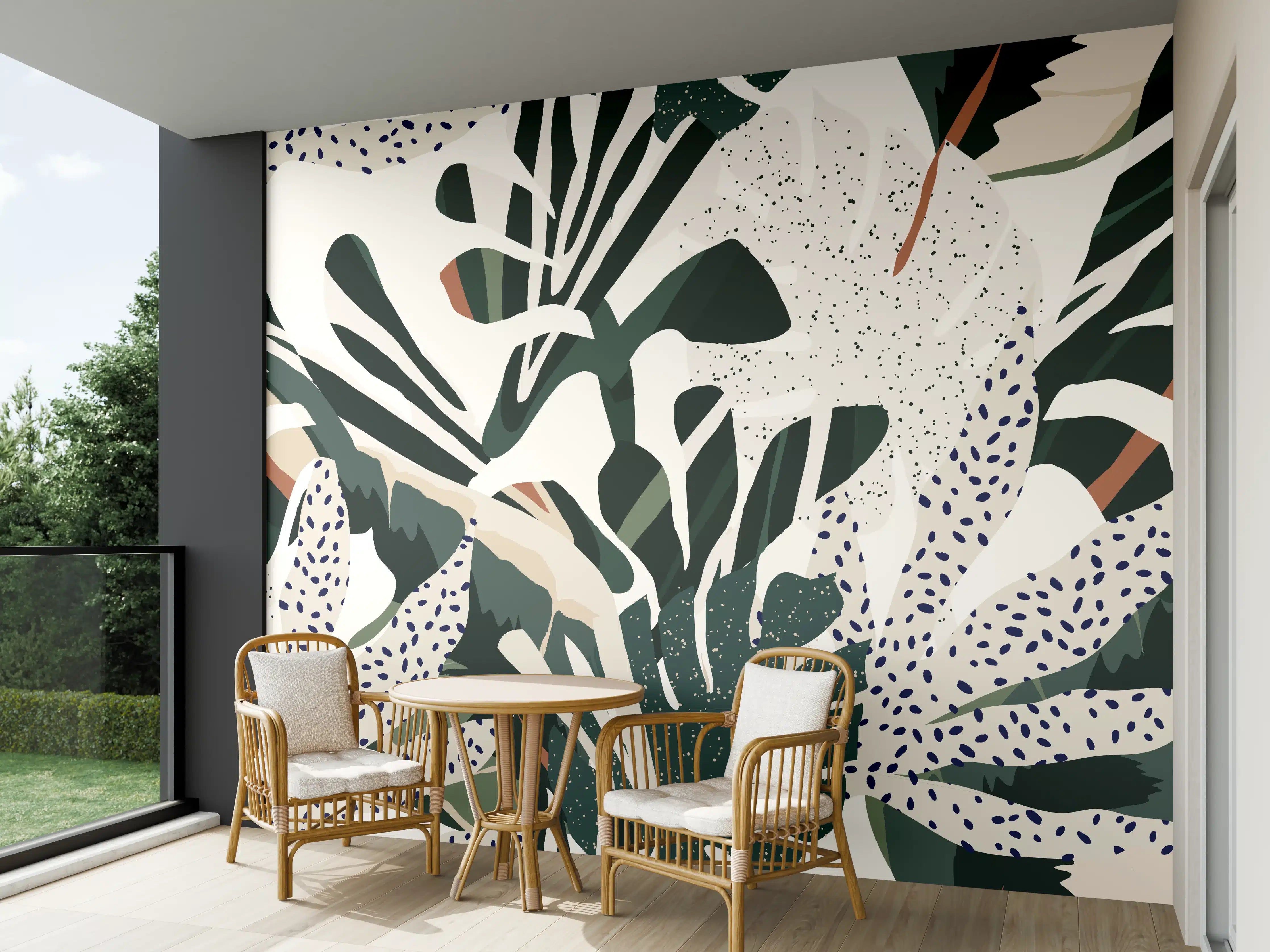 Wandverkleidung außen - Monstera Tropic Grün-Beige