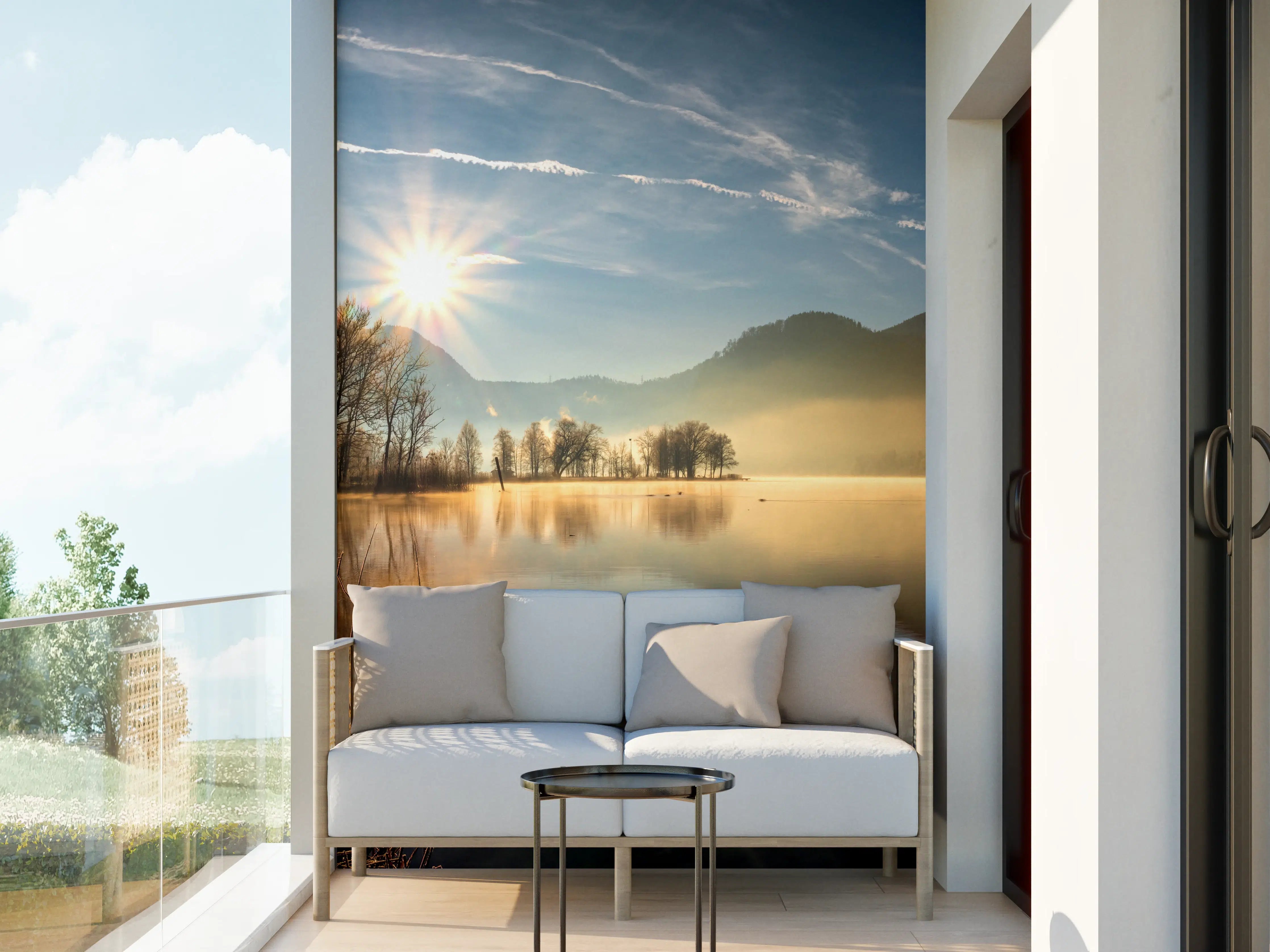 Wandverkleidung außen - Morgensonnenblick auf den Bayerischen Kochelsee