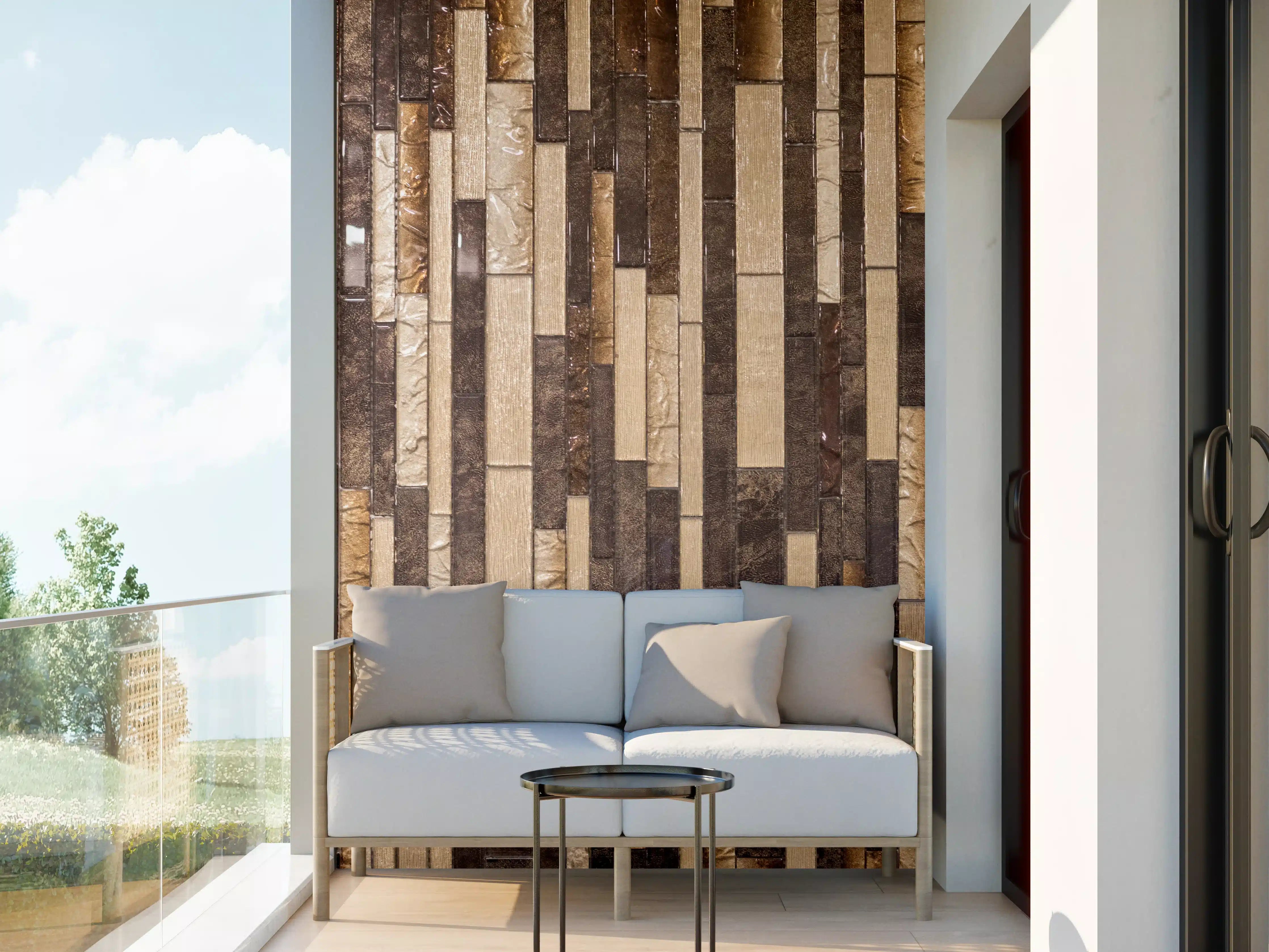 Wandverkleidung außen - Mosaik Holzoptik Braun Beige