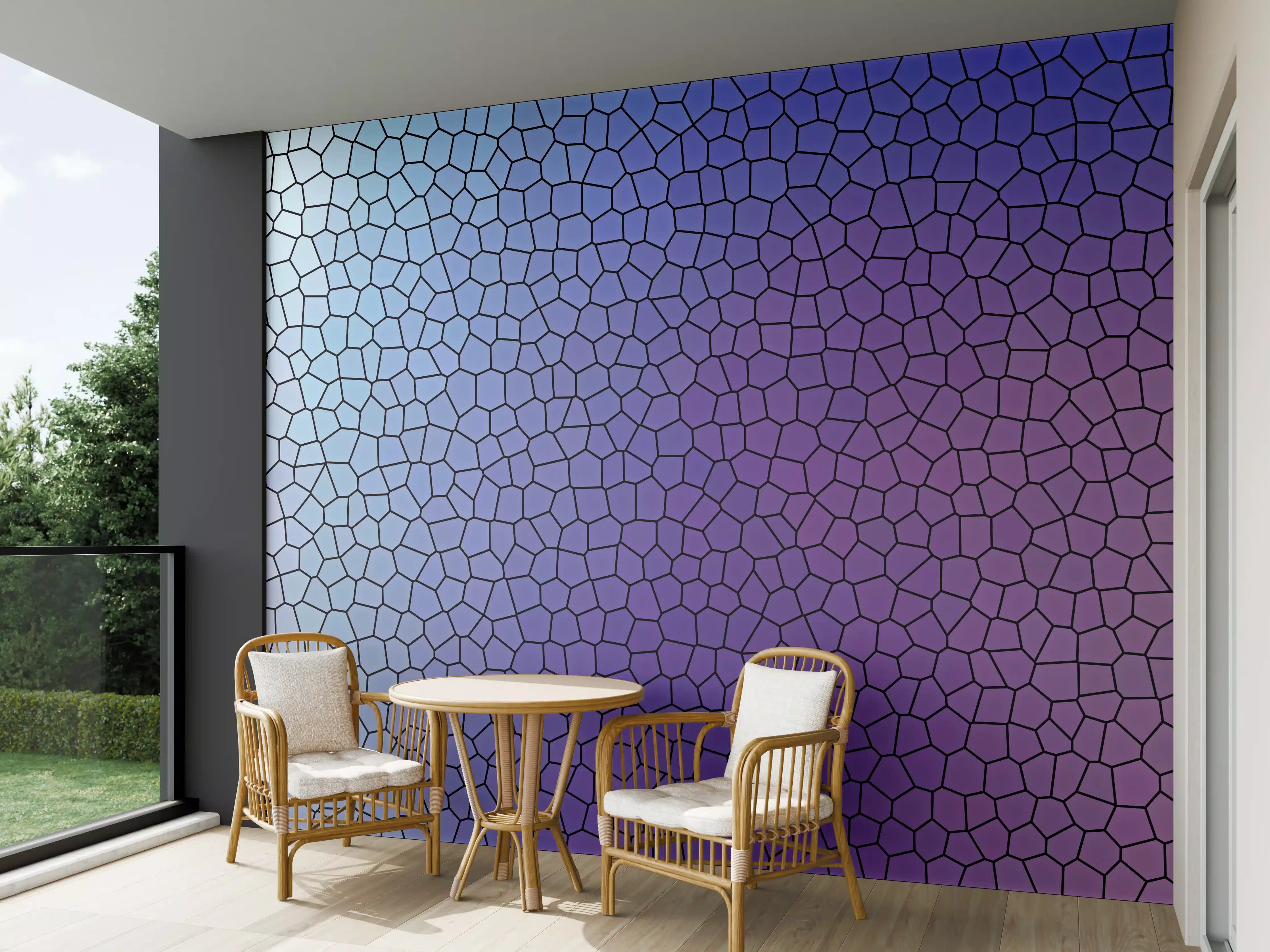 Wandverkleidung außen - Mosaik mit lila-bläulichem Übergang