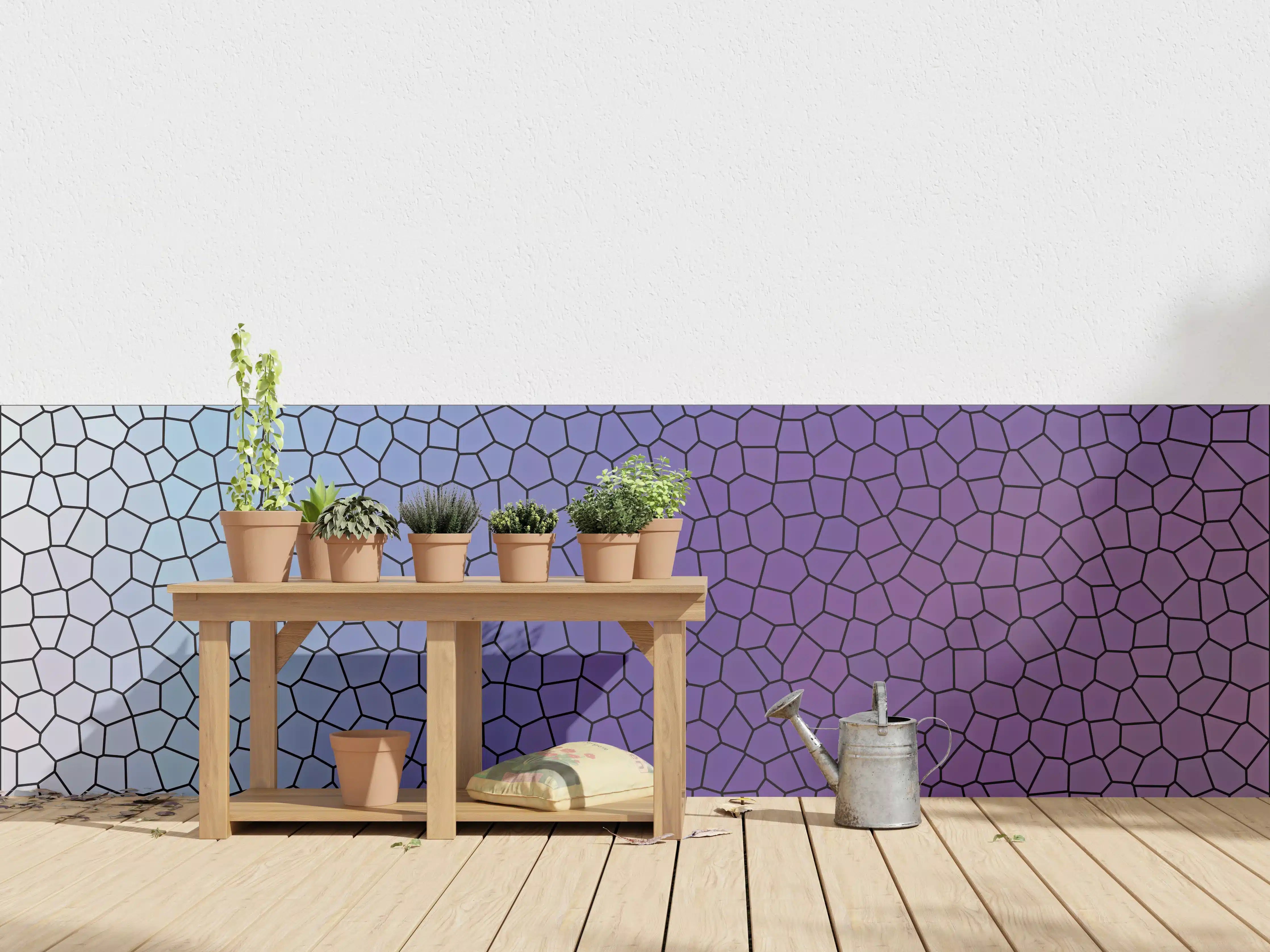 Wandverkleidung außen - Mosaik mit lila-bläulichem Übergang