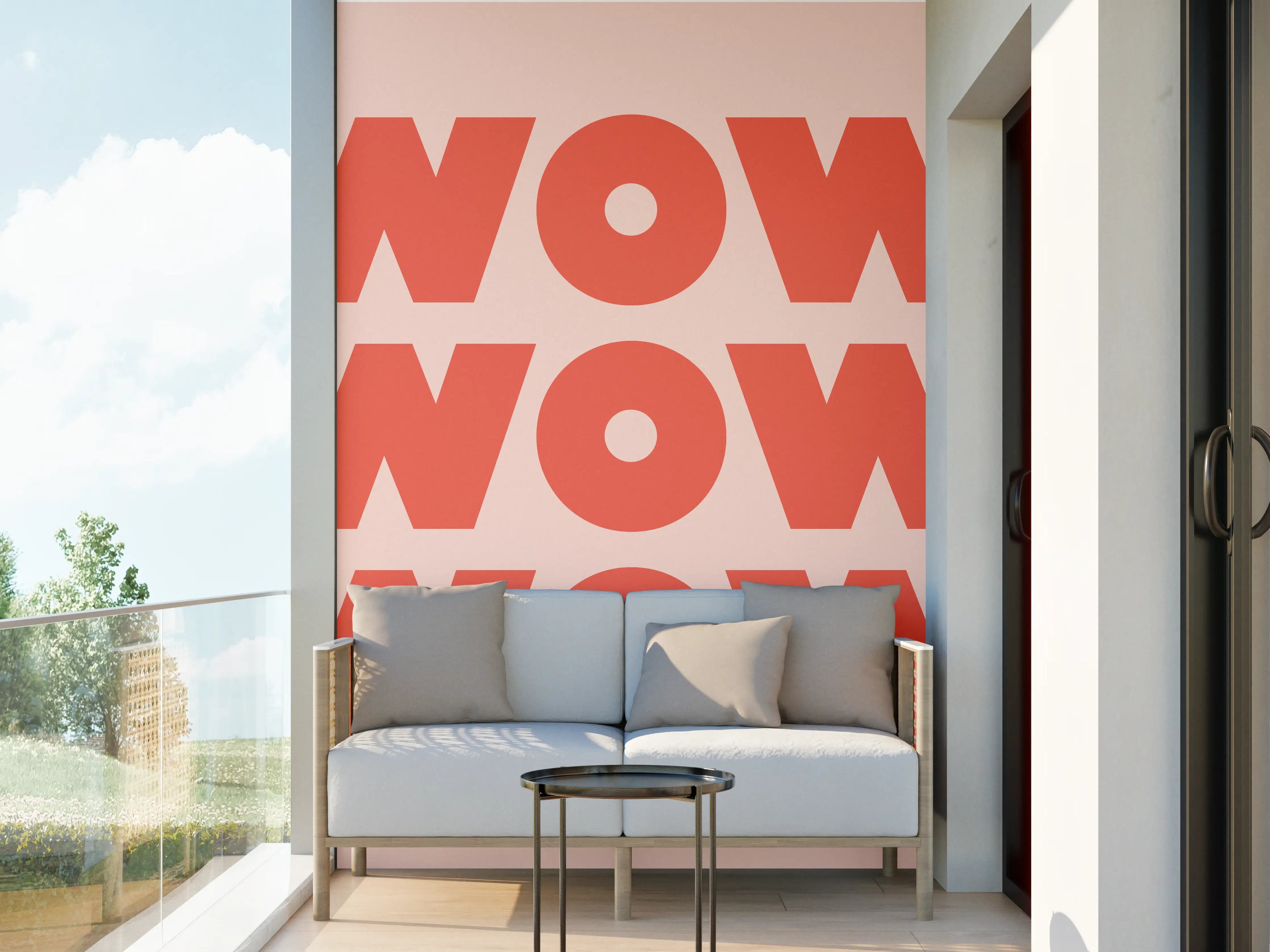 Wandverkleidung außen - Motivationaler 'WOW' Typografie-Print