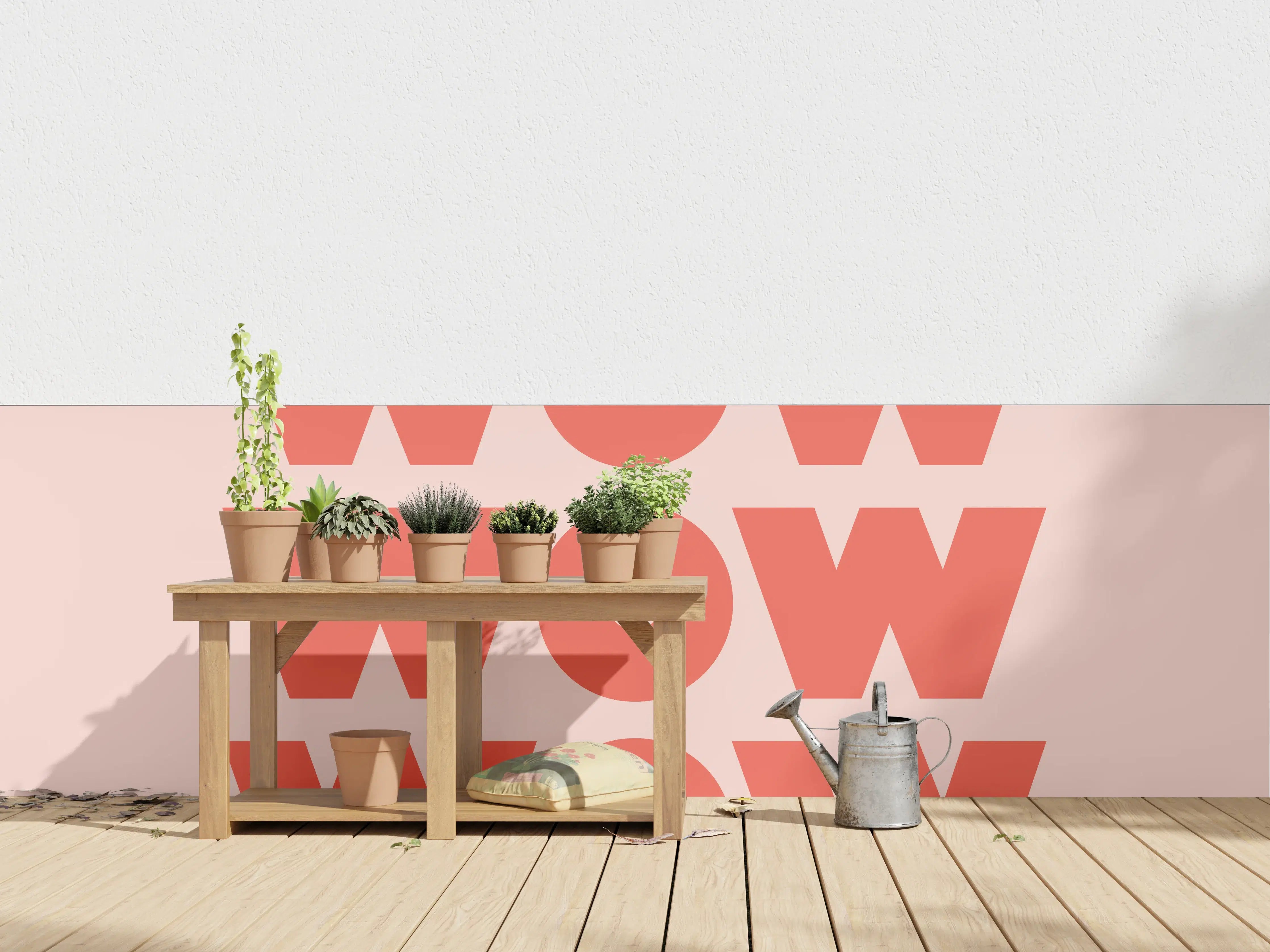 Wandverkleidung außen - Motivationaler 'WOW' Typografie-Print