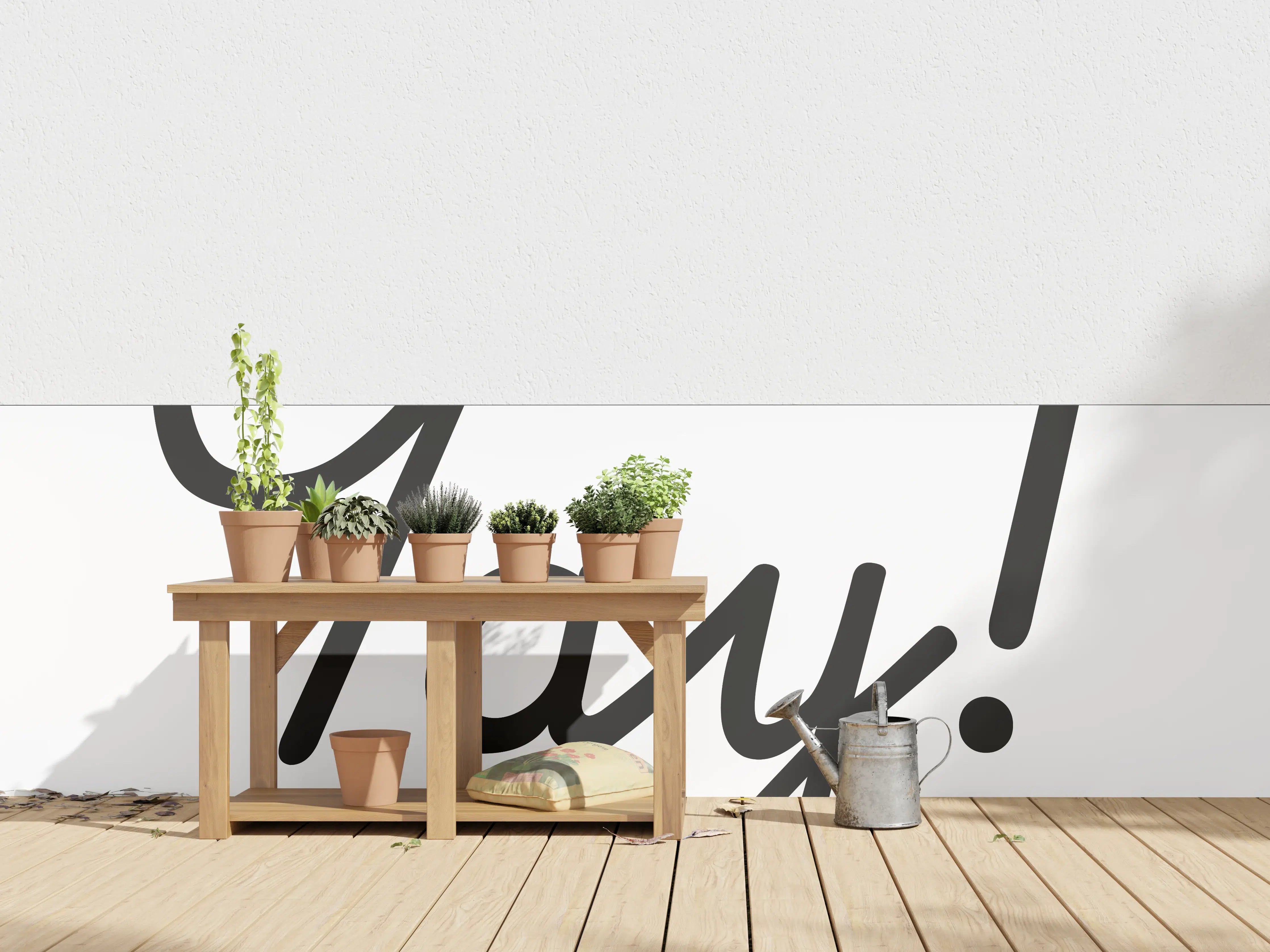 Wandverkleidung außen - Motivationaler 'Yay!' Typo-Druck