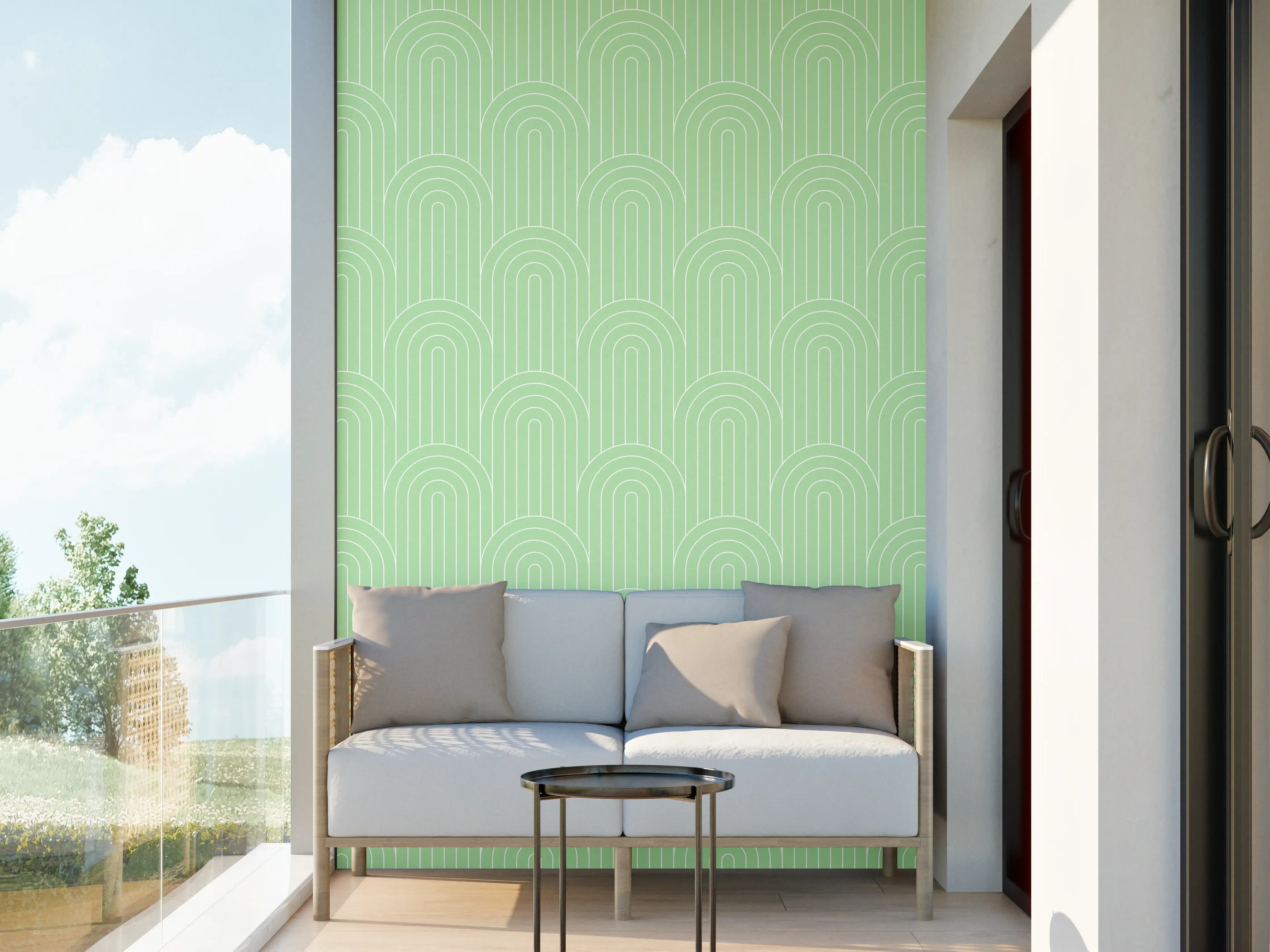 Wandverkleidung außen - Mural mit sanften Grüntönen