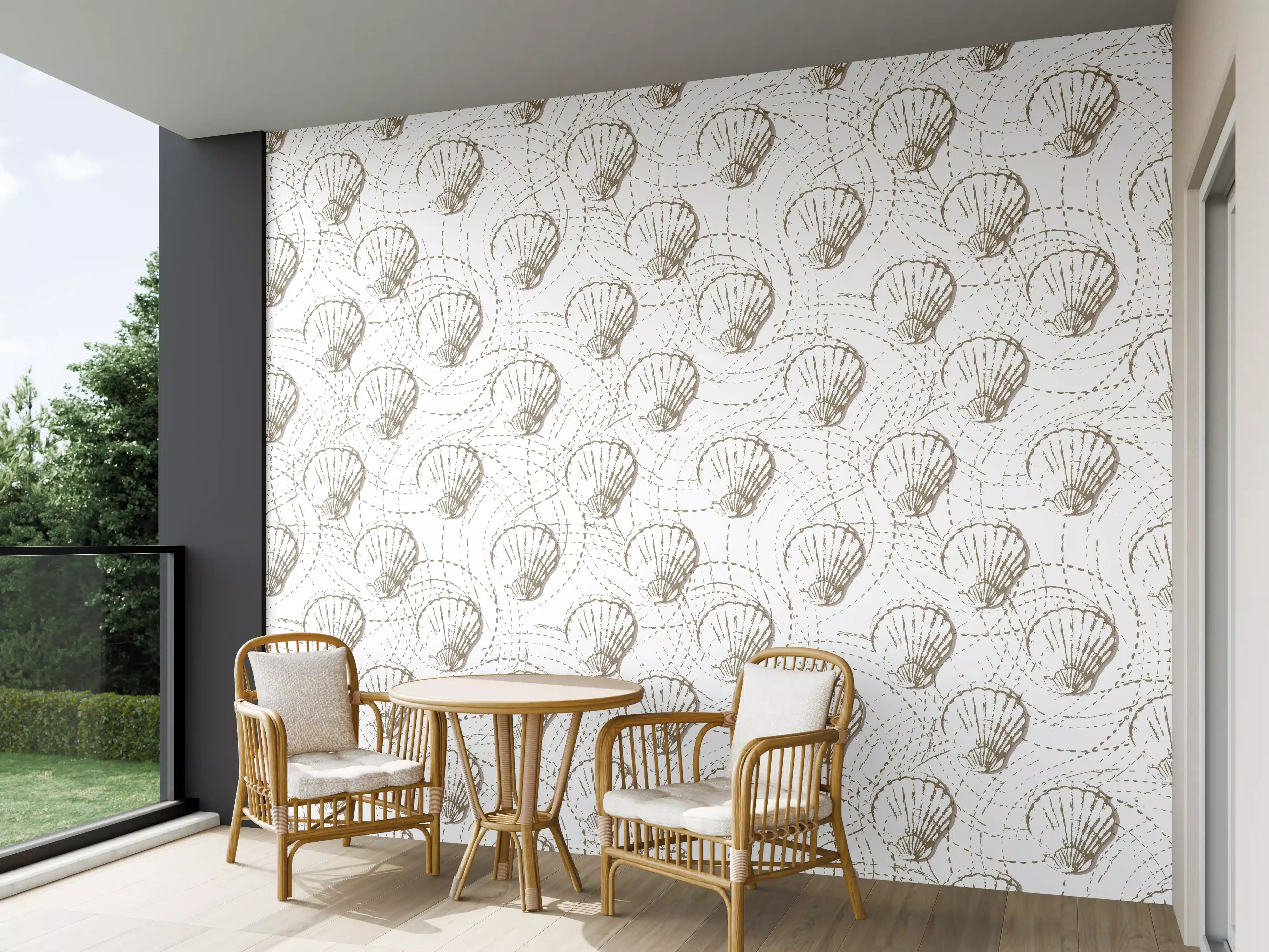 Wandverkleidung außen - Muschel-Muster Weiß-Beige