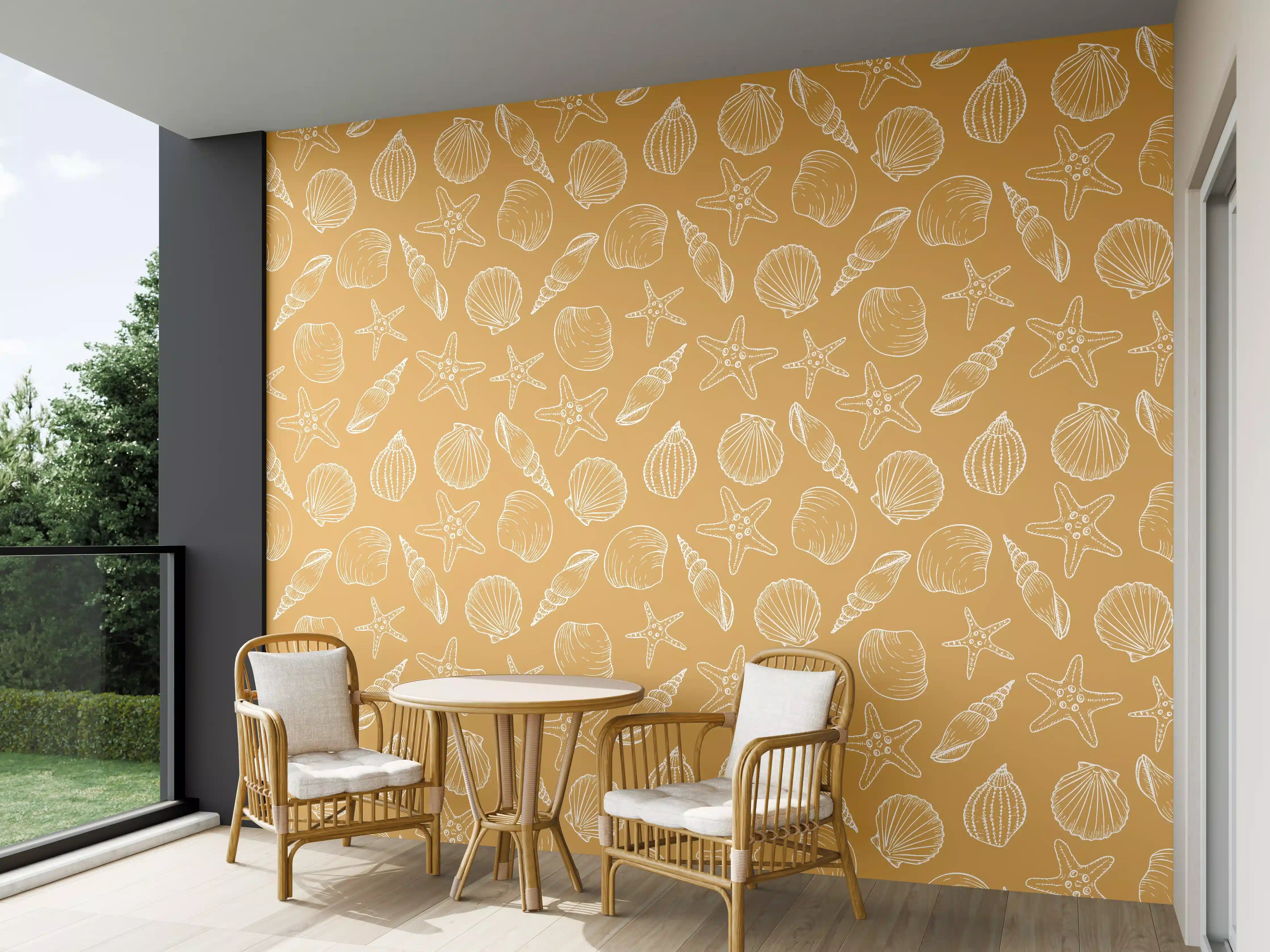 Wandverkleidung außen - Muschelmuster Amber-Beige