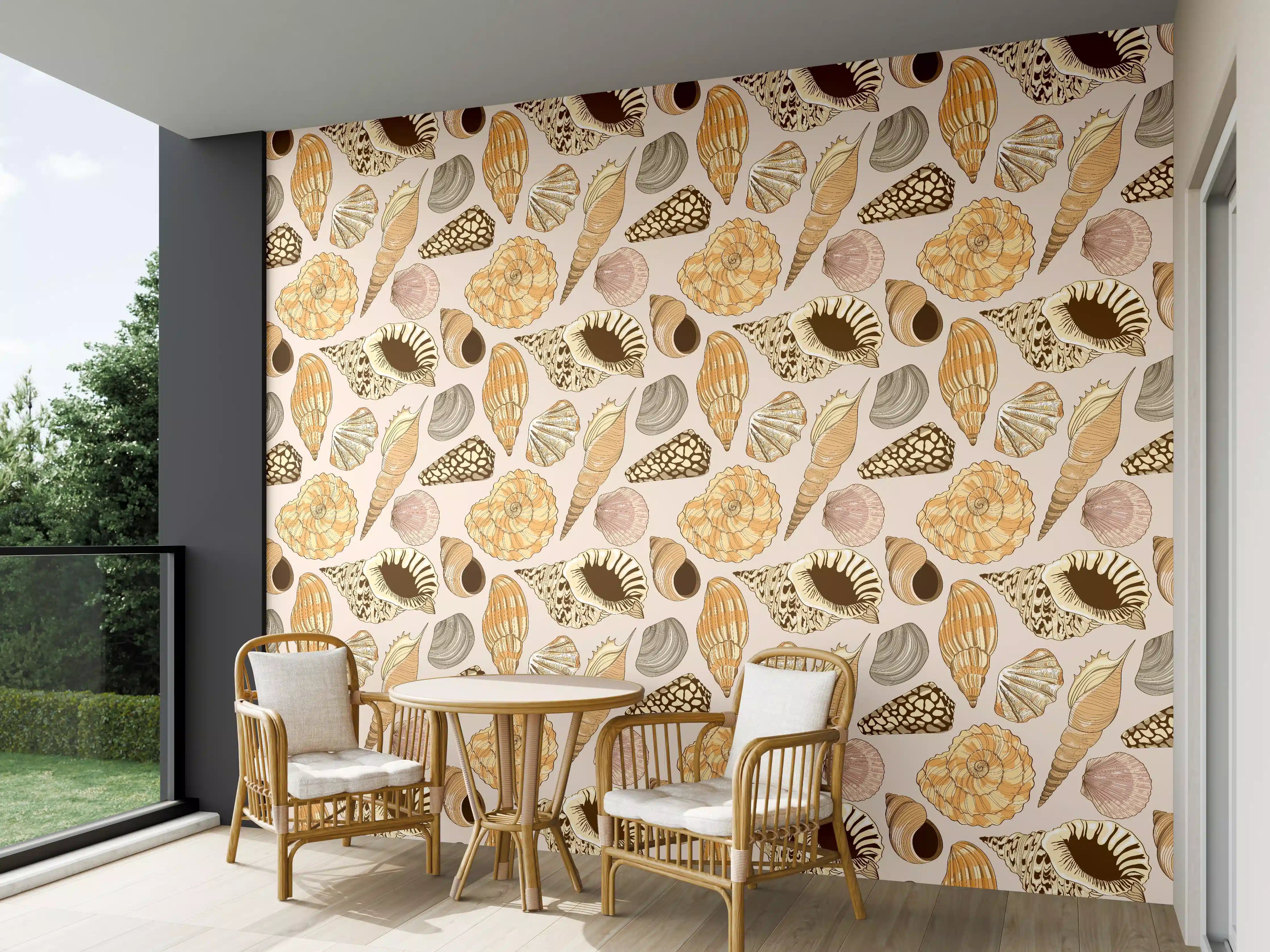 Wandverkleidung außen - Muschelmuster Beige-Orange