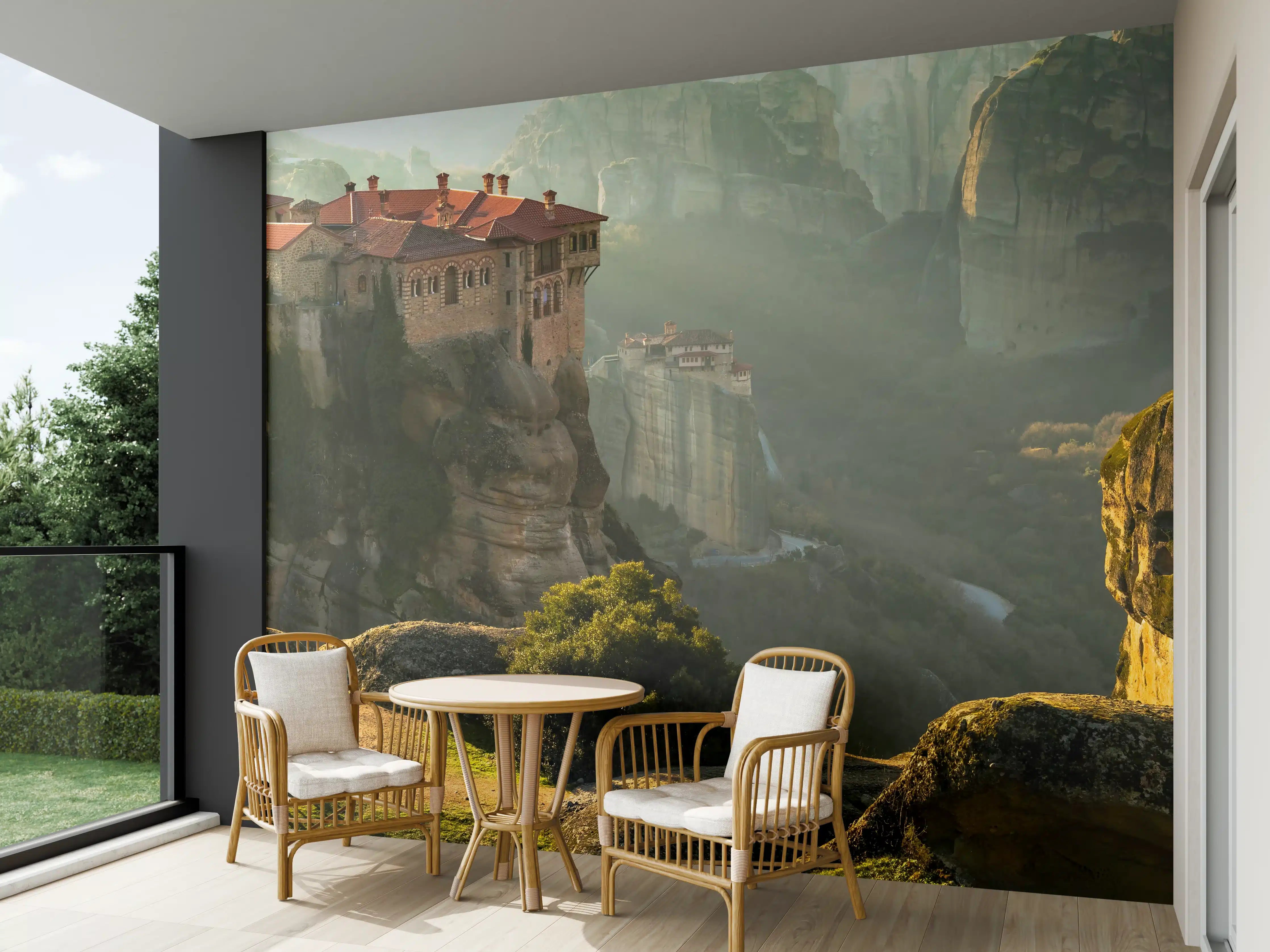Wandverkleidung außen - Mystische Bergkloster-Dämmerung