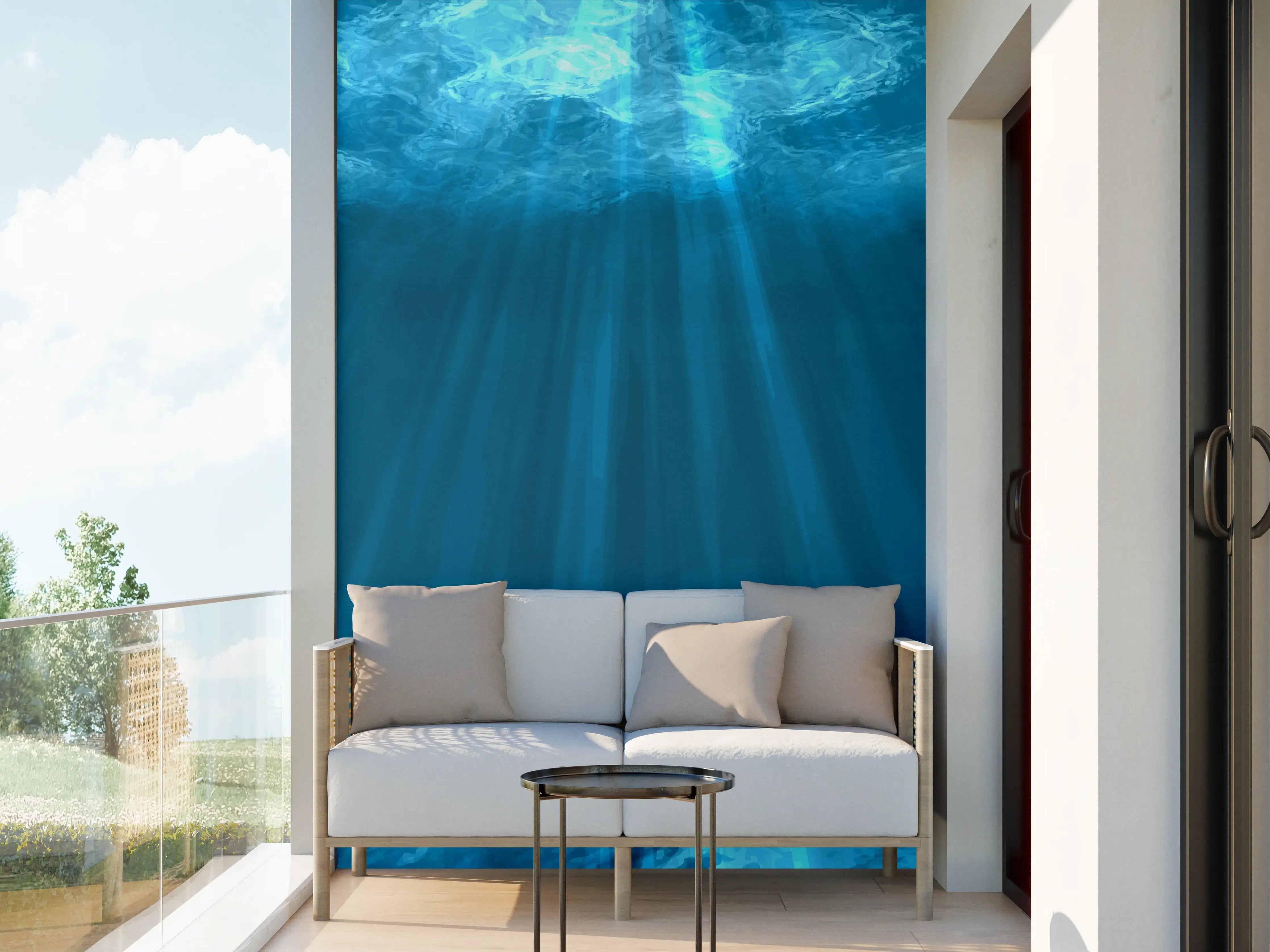 Wandverkleidung außen - Mystische Unterwasserwelt Blau