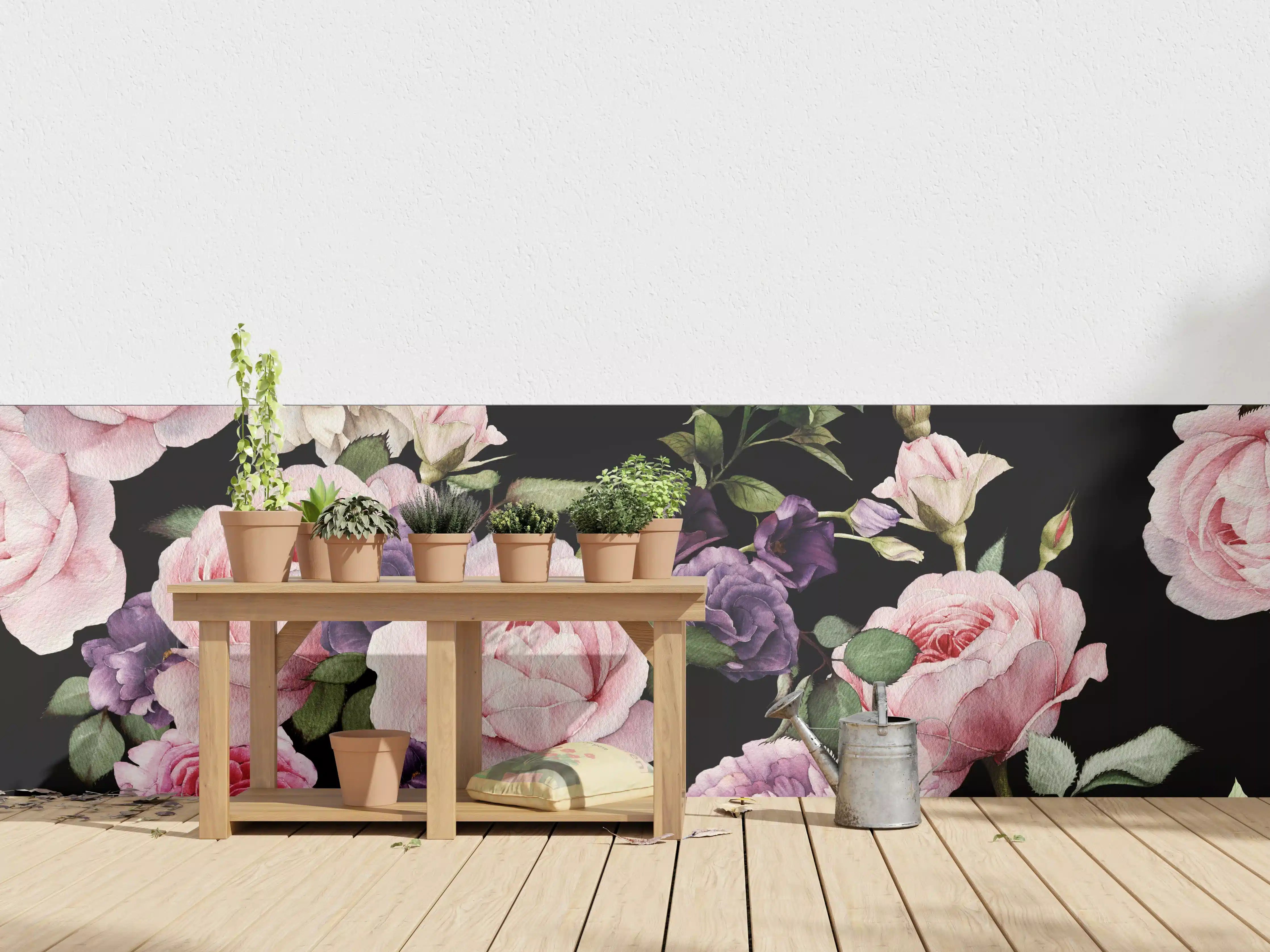 Wandverkleidung außen - Nahtloses florales Muster mit Rosen