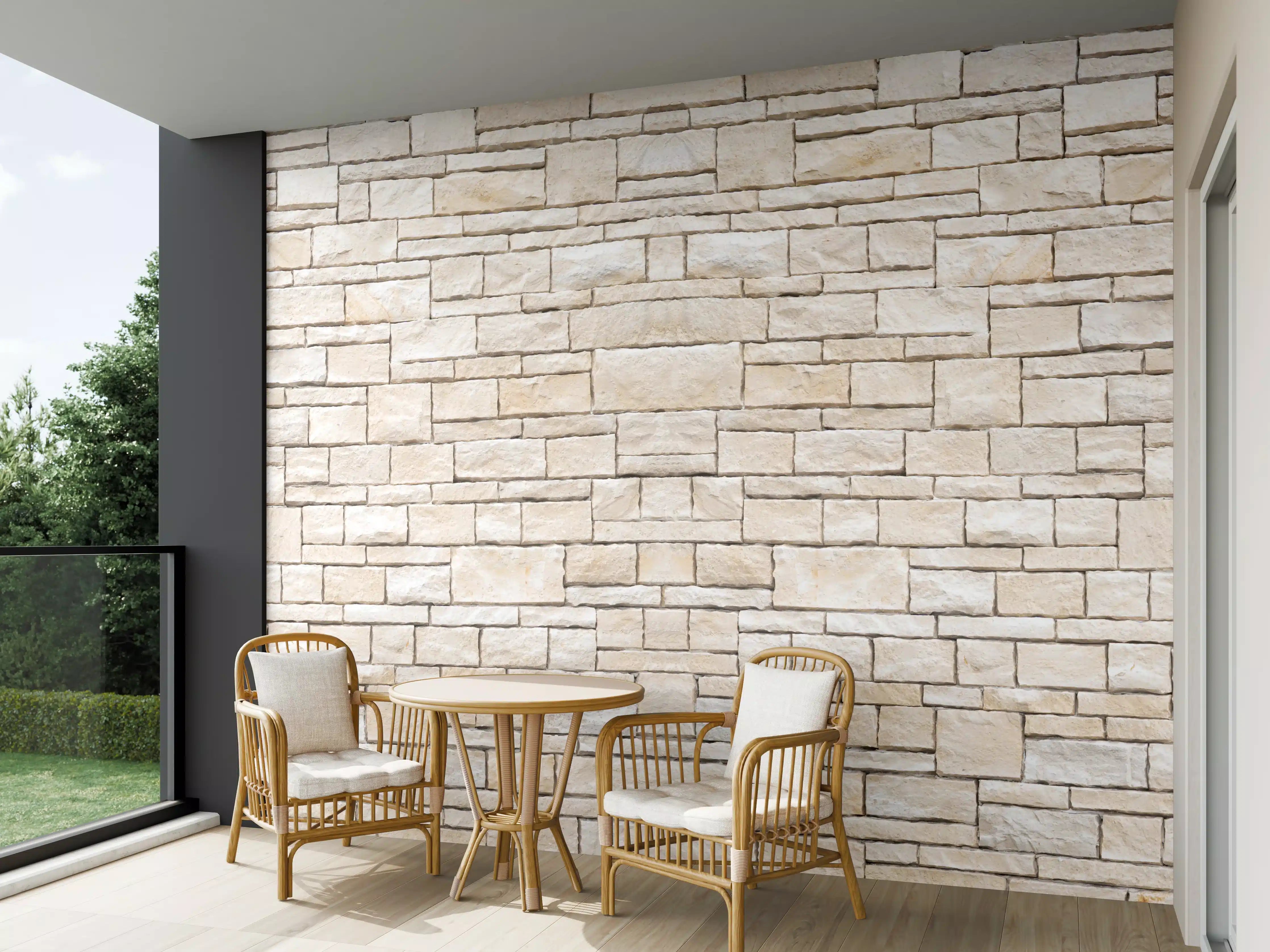Wandverkleidung außen - Natürliche beige Ziegelwand
