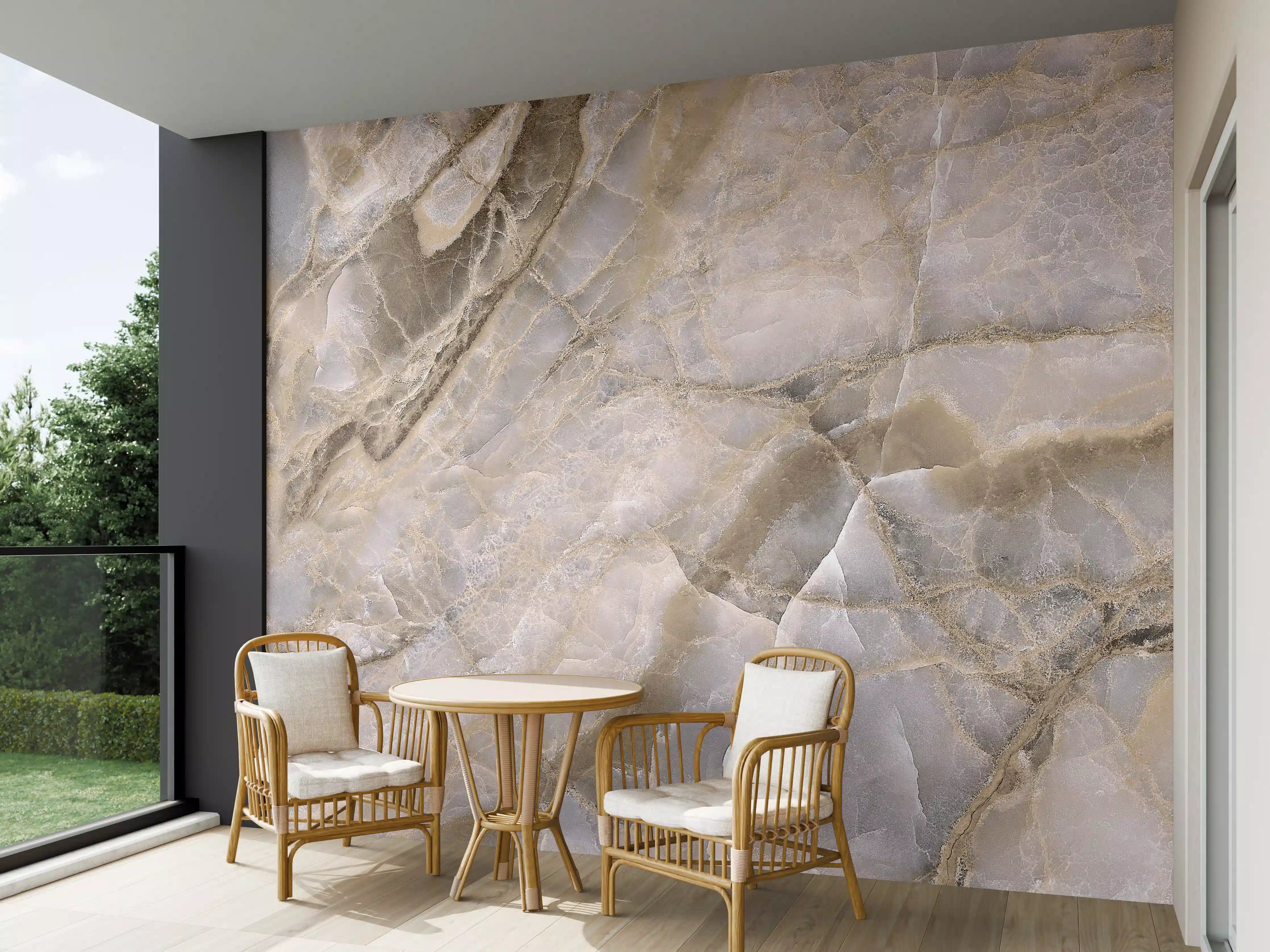 Wandverkleidung außen - Natürliche graue Onyx Oberfläche