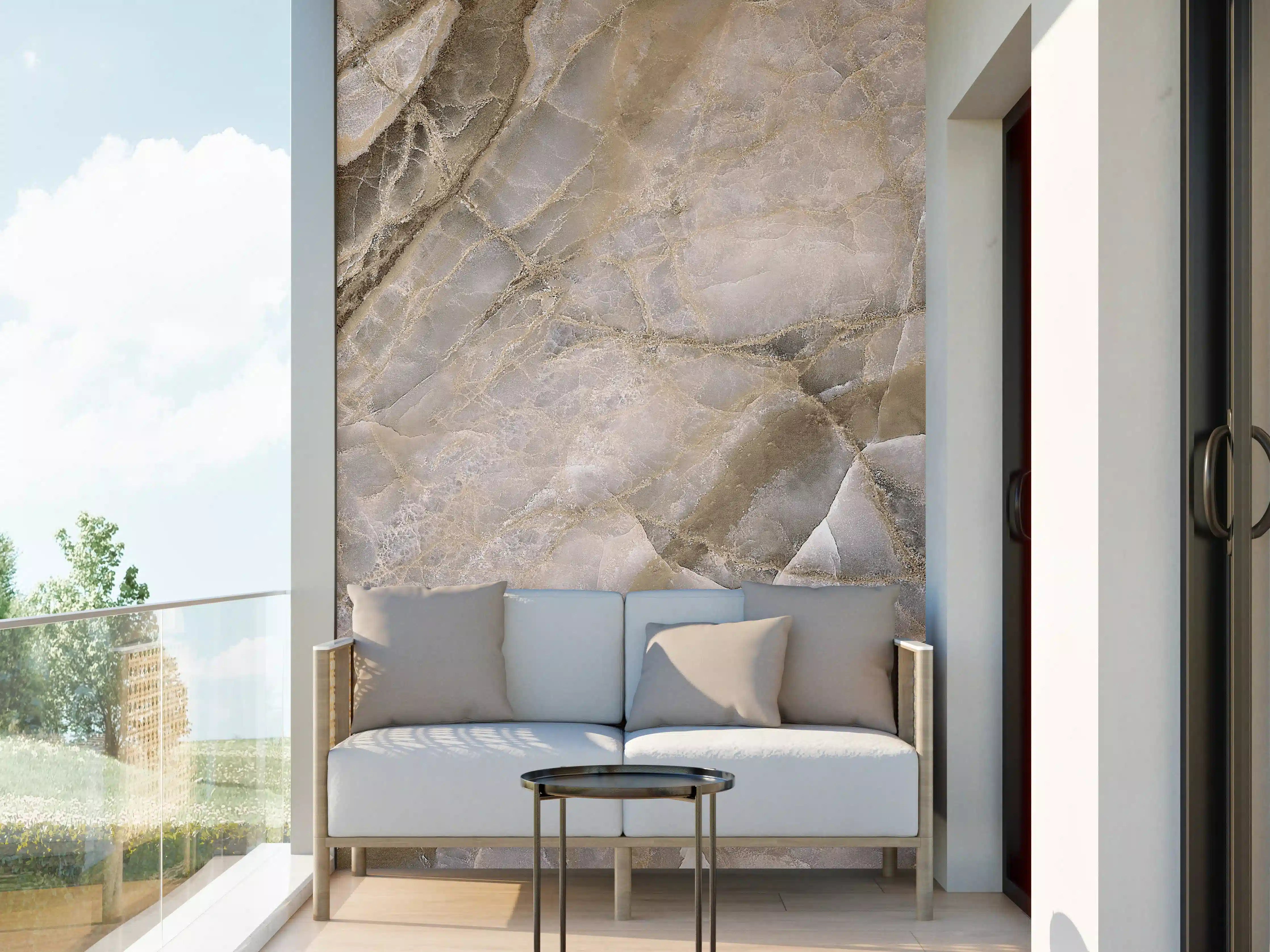 Wandverkleidung außen - Natürliche graue Onyx Oberfläche