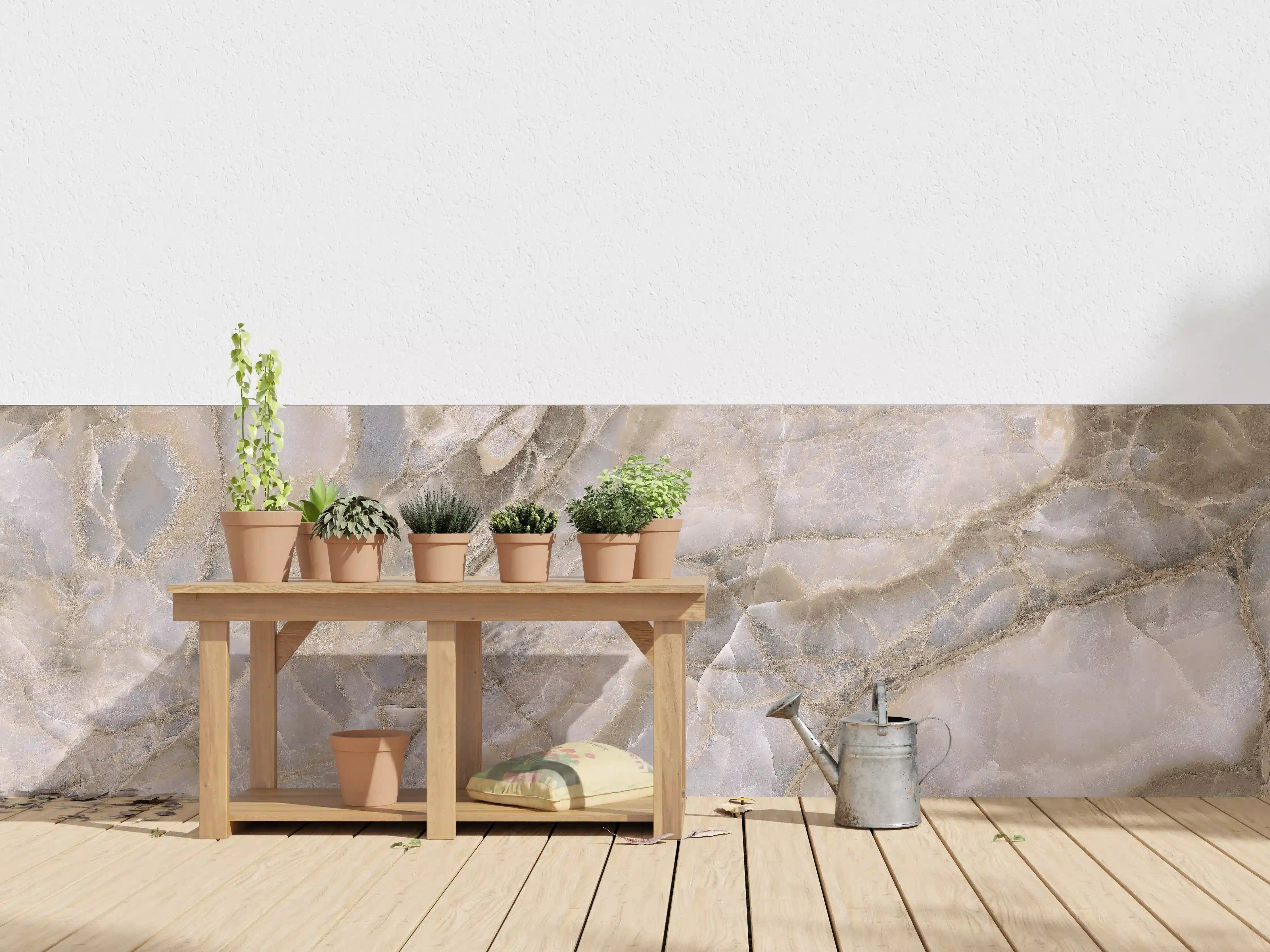 Wandverkleidung außen - Natürliche graue Onyx Oberfläche