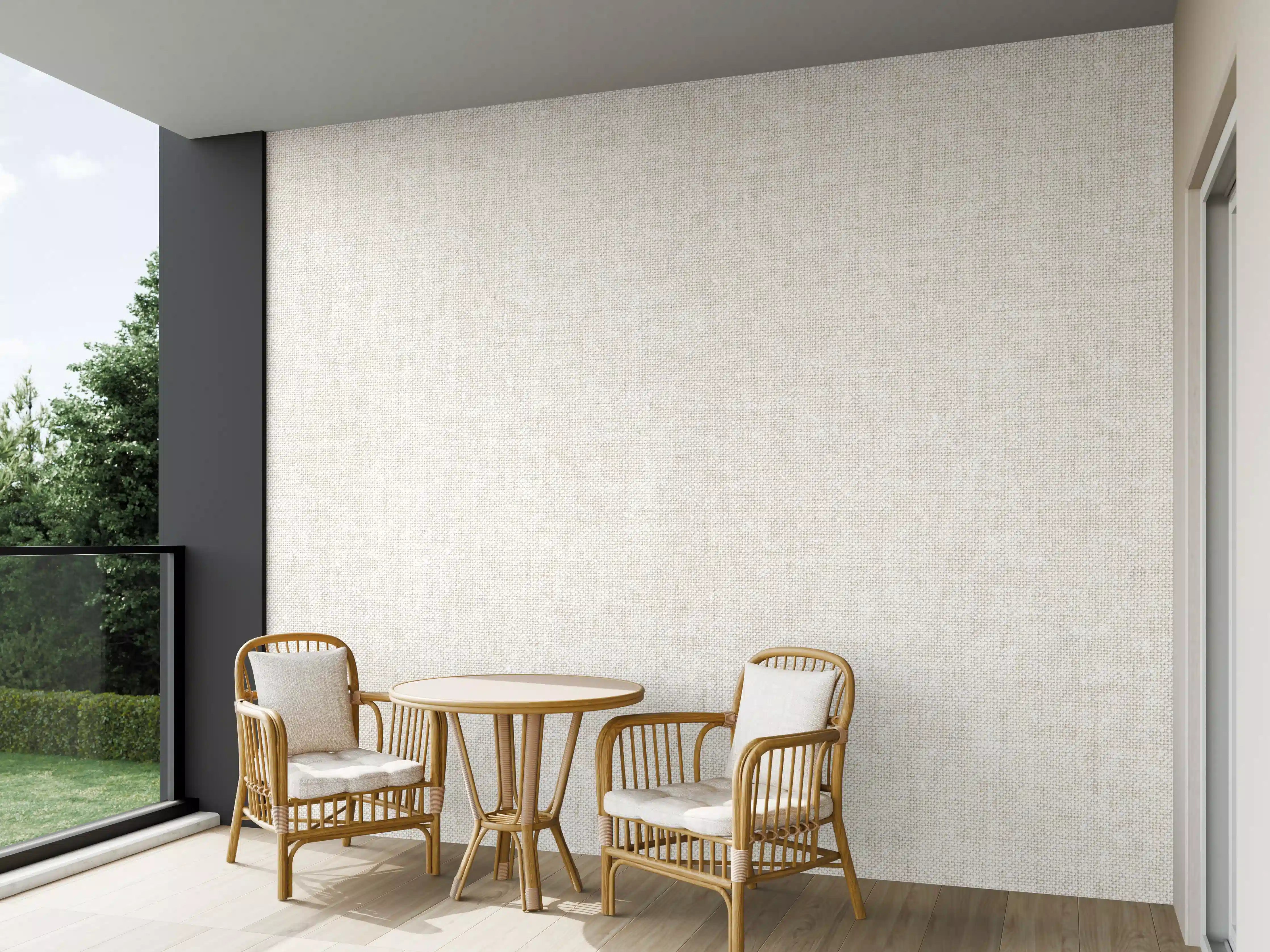 Wandverkleidung außen - Naturbelassene Stofftextur in Grau-Beige