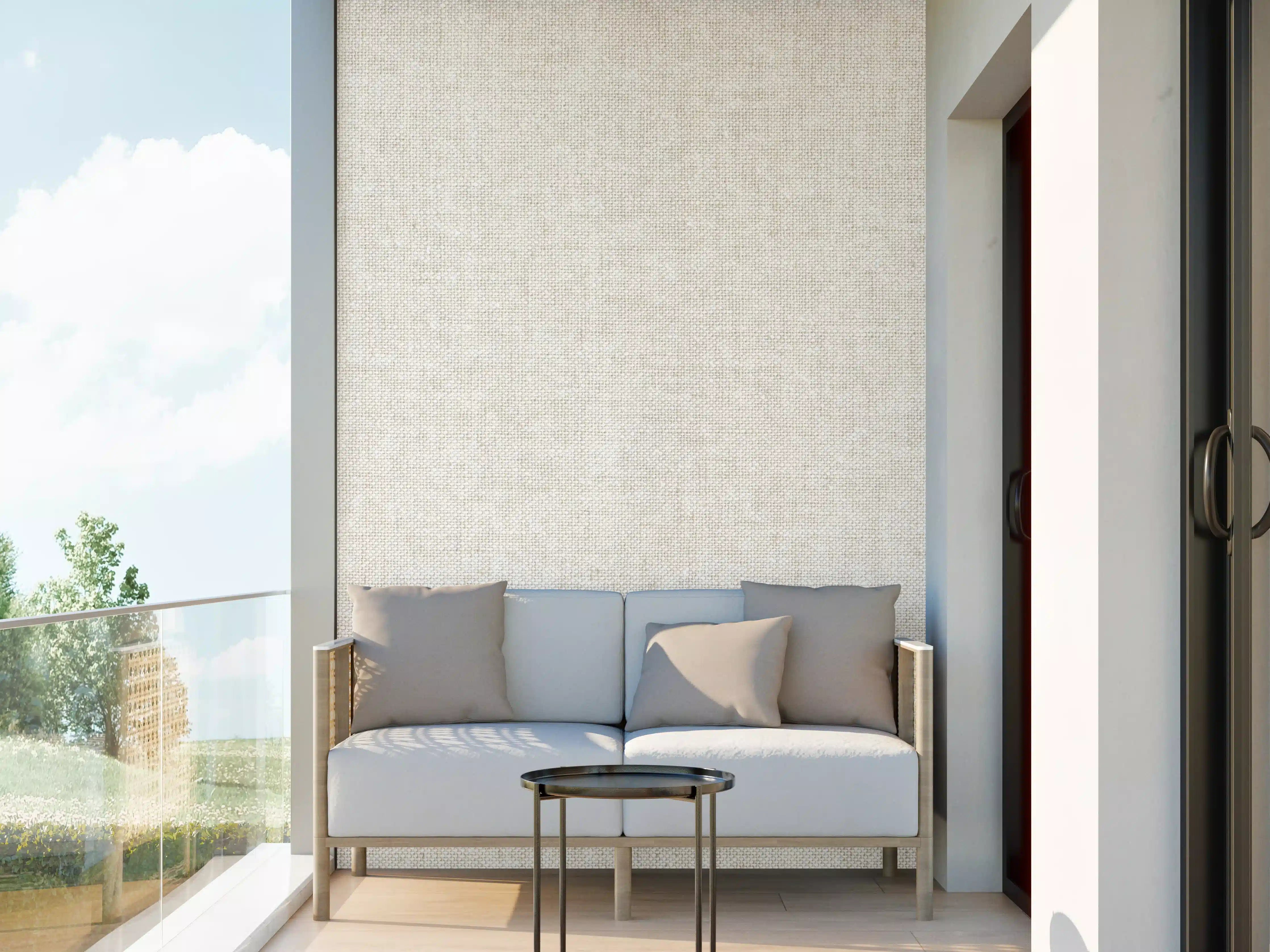 Wandverkleidung außen - Naturbelassene Stofftextur in Grau-Beige