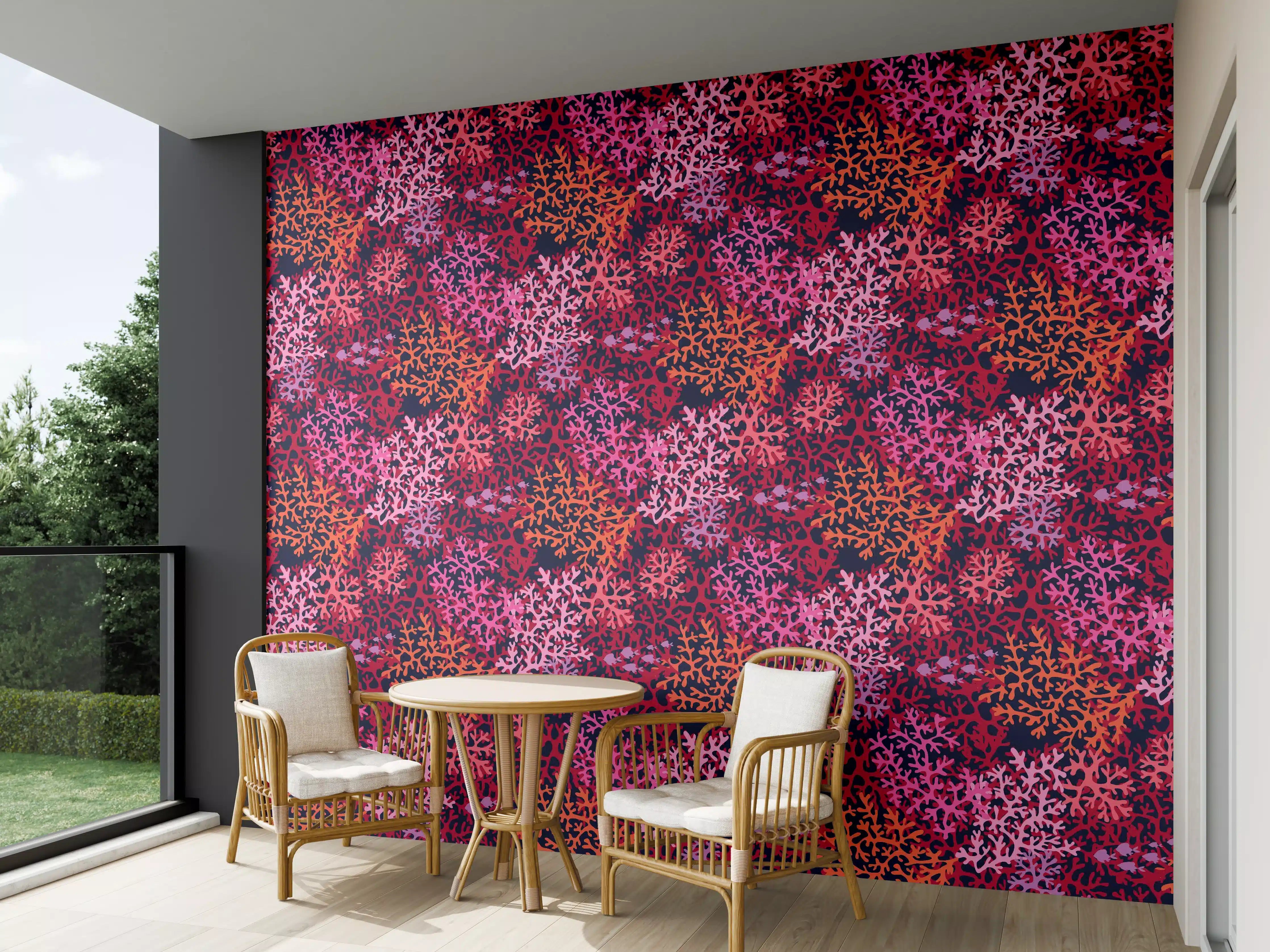 Wandverkleidung außen - Neon-Korallen Pink Muster