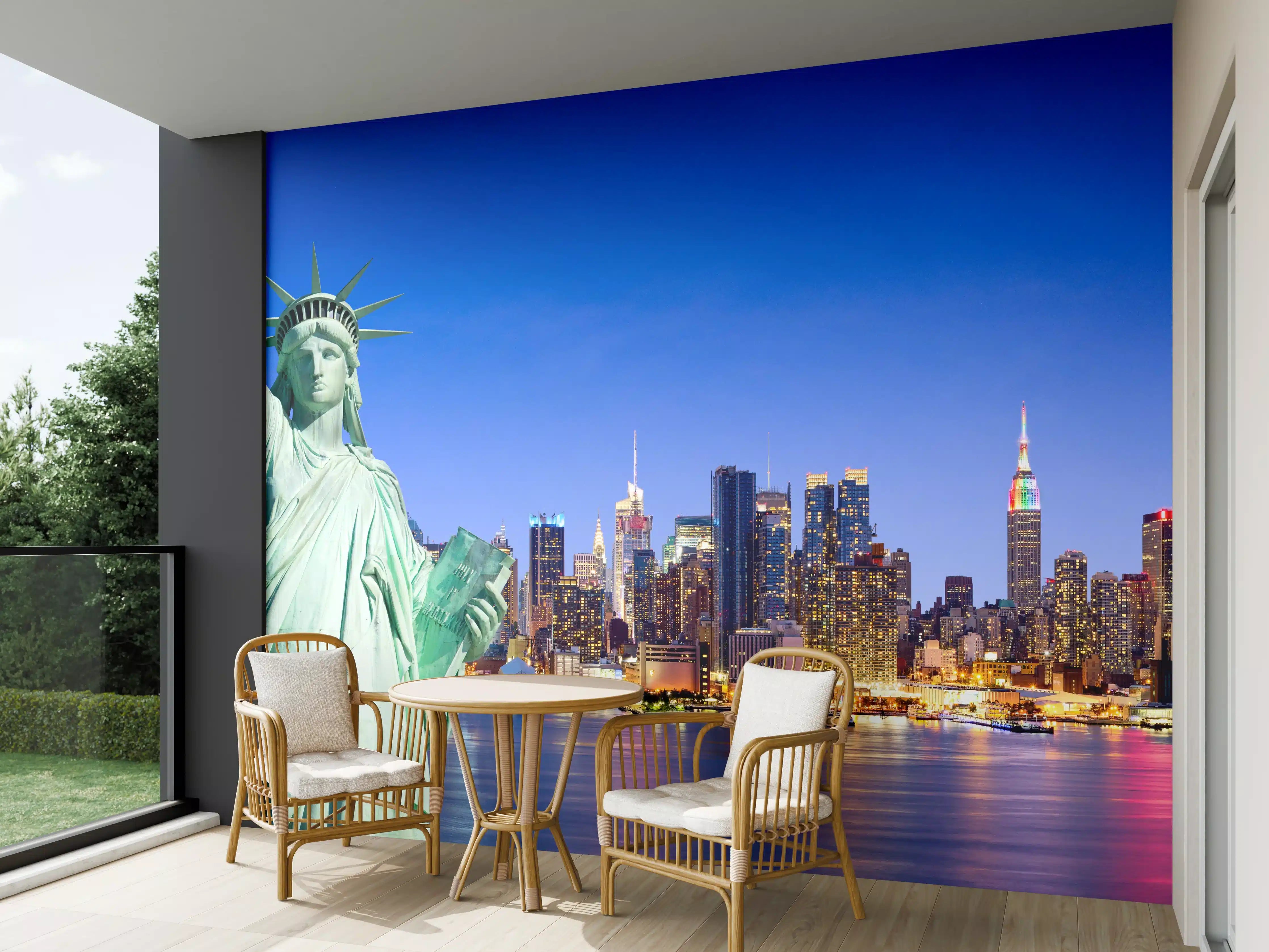 Wandverkleidung außen - New York Skyline Blau-Türkis